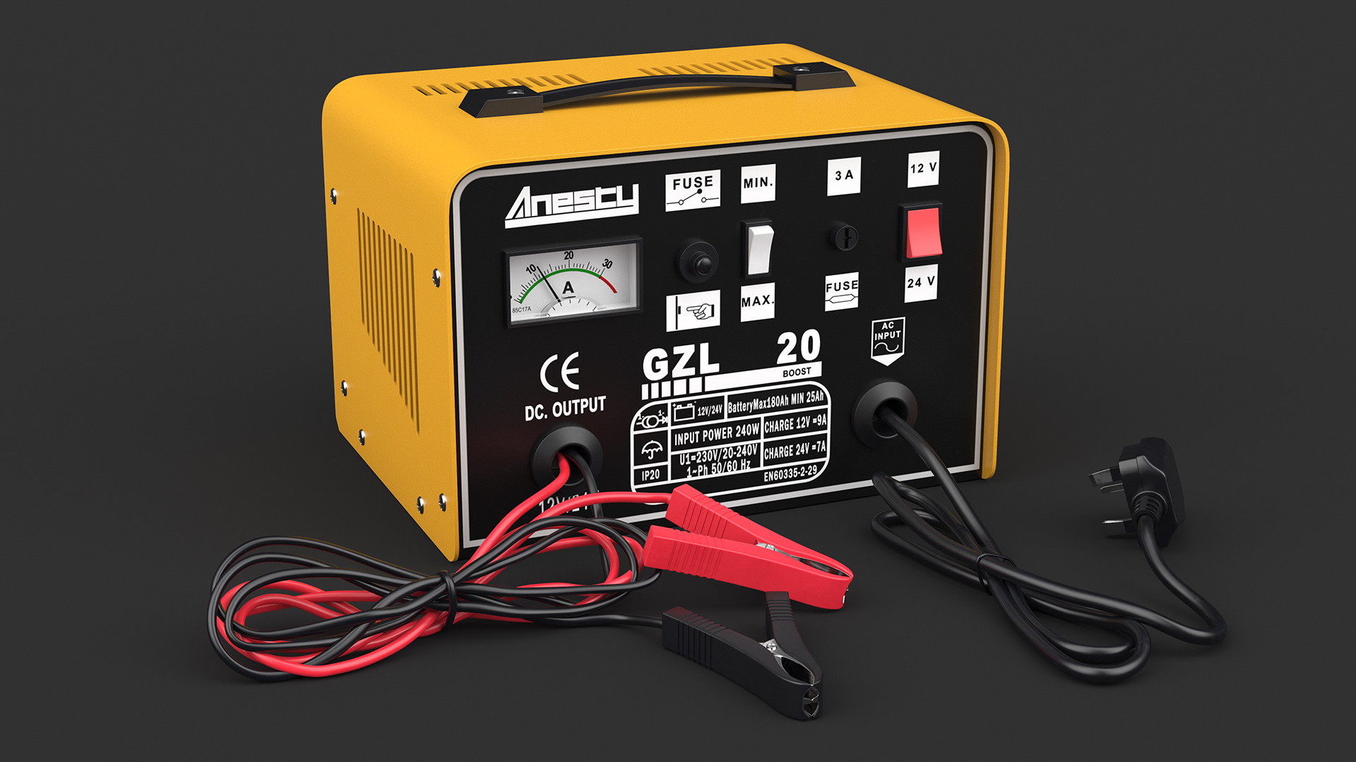 3D Car Battery Charger Anesty Yellow model