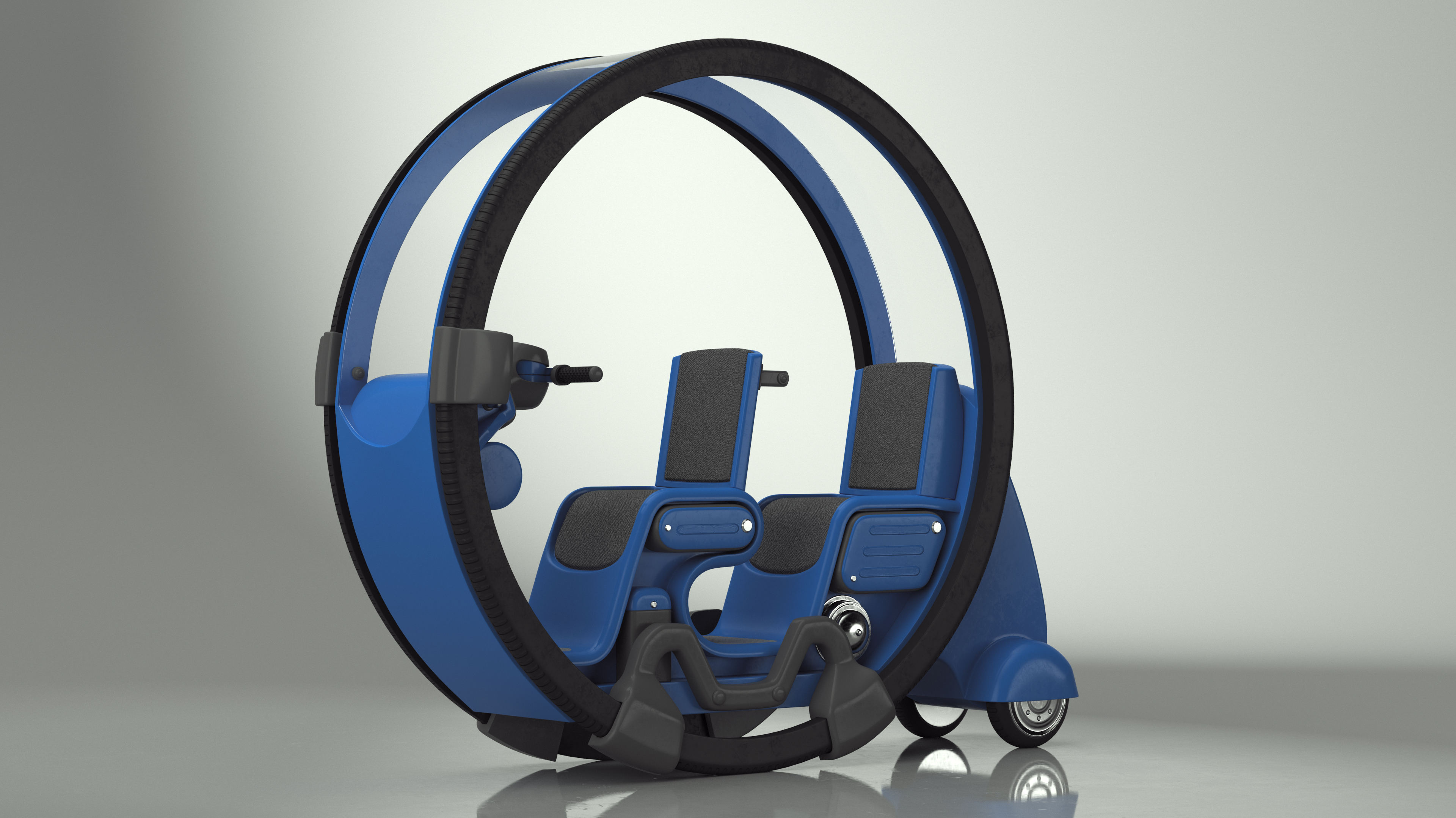 3D Sci-Fi Double Car Tube Blue Rigged for Cinema 4D model