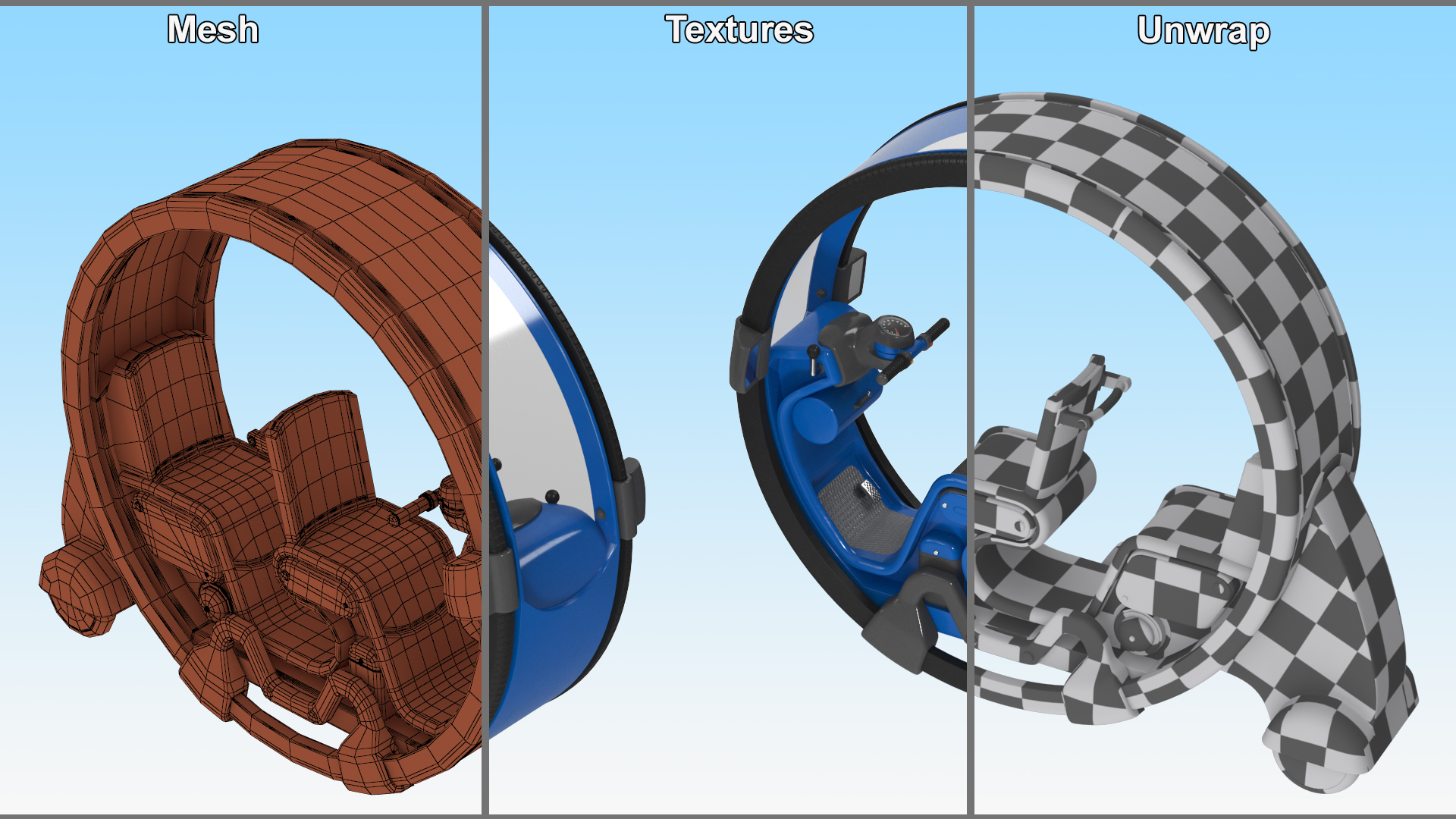 3D Sci-Fi Double Car Tube Blue Rigged for Cinema 4D model