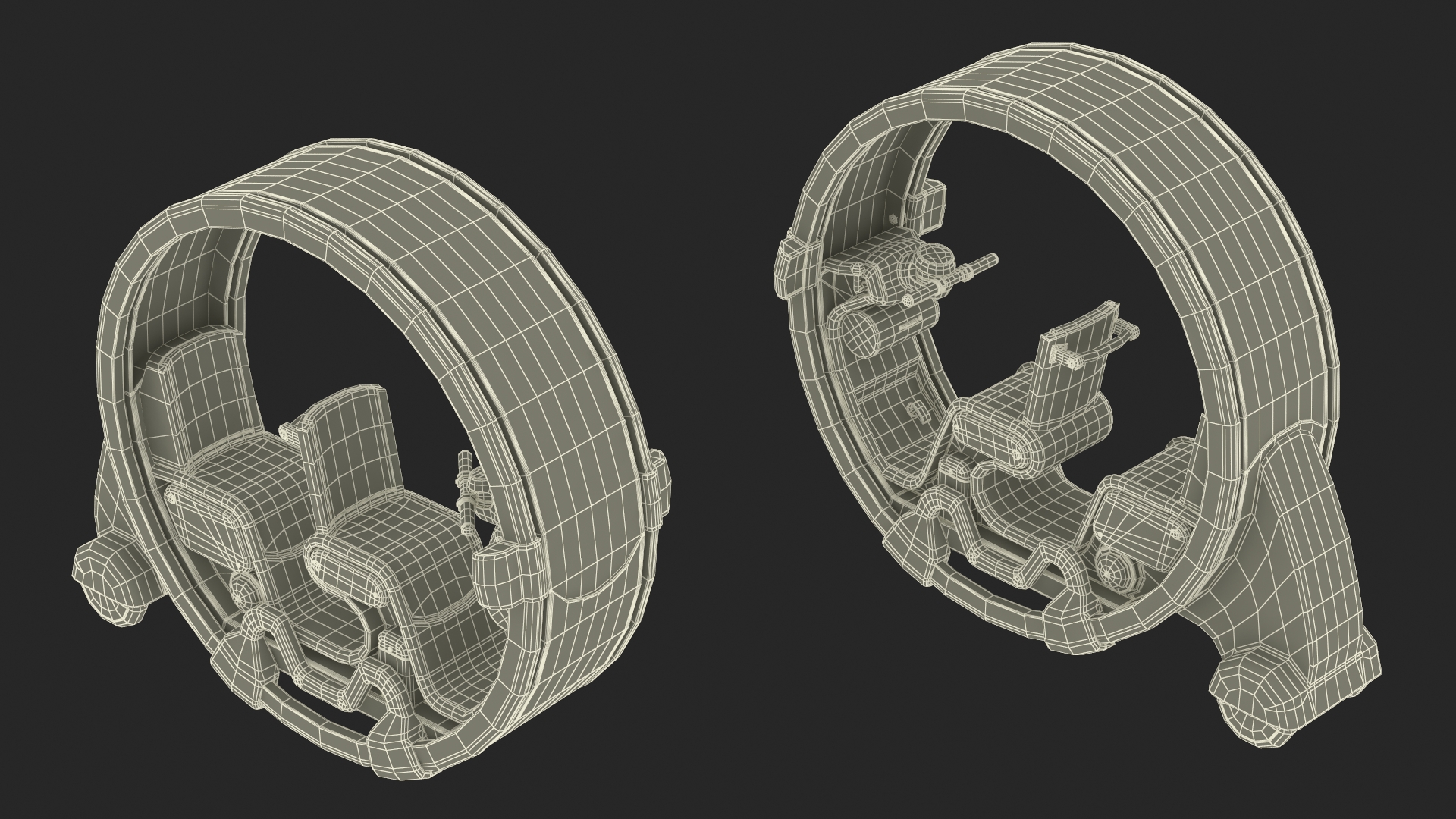 3D Sci-Fi Double Car Tube Blue Rigged for Cinema 4D model