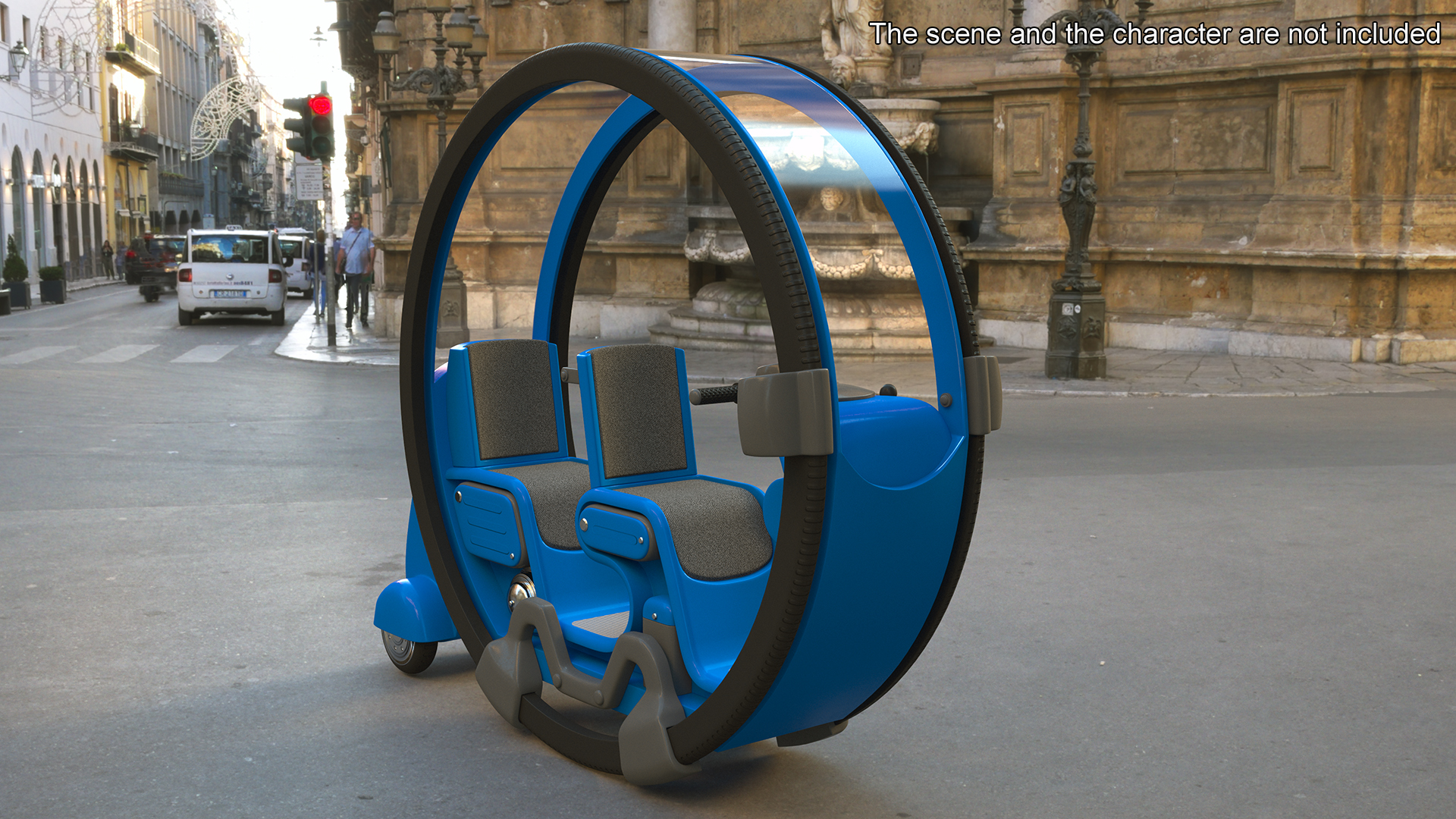 3D Sci-Fi Double Car Tube Blue Rigged for Cinema 4D model