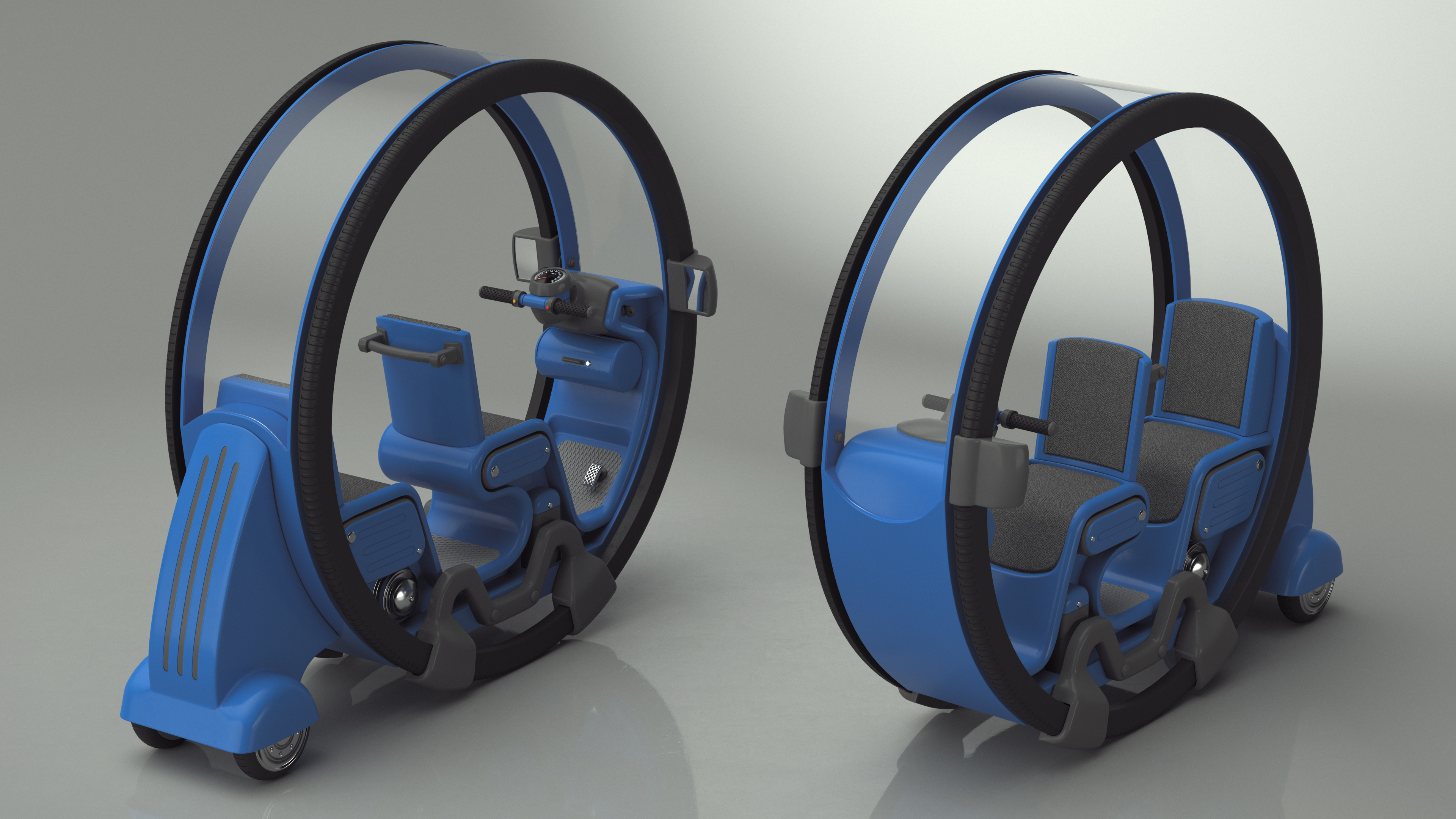 3D Sci-Fi Double Car Tube Blue Rigged for Cinema 4D model