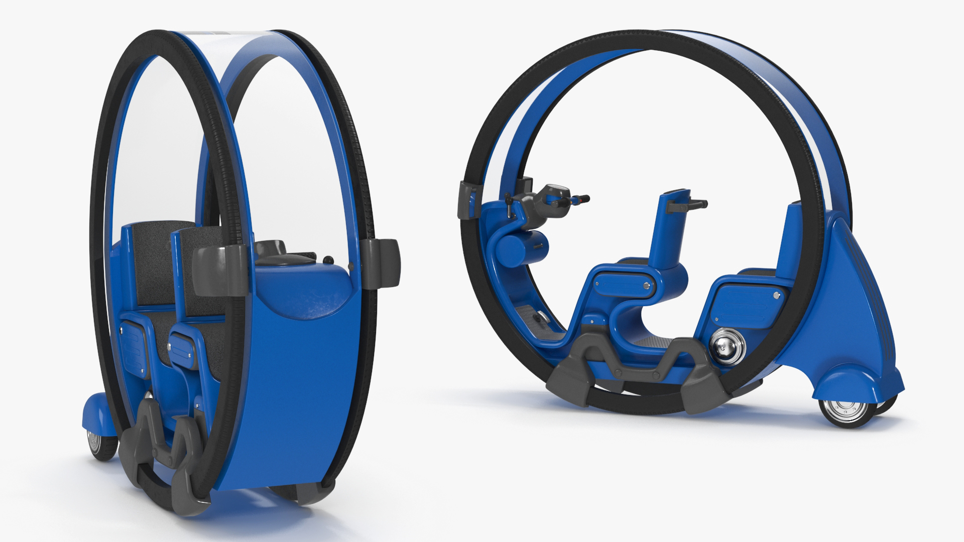 3D Sci-Fi Double Car Tube Blue Rigged for Cinema 4D model