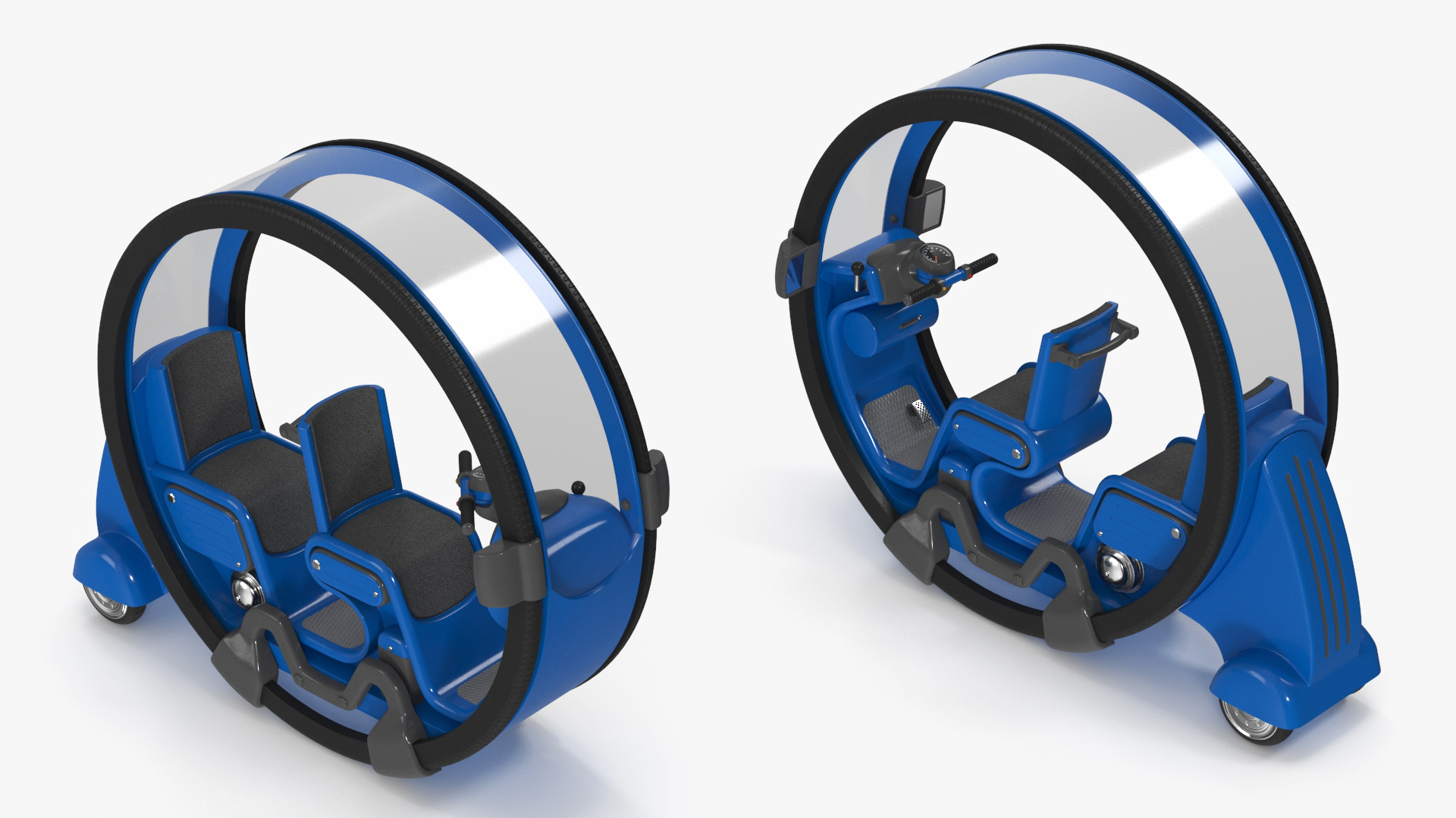 3D Sci-Fi Double Car Tube Blue Rigged for Cinema 4D model