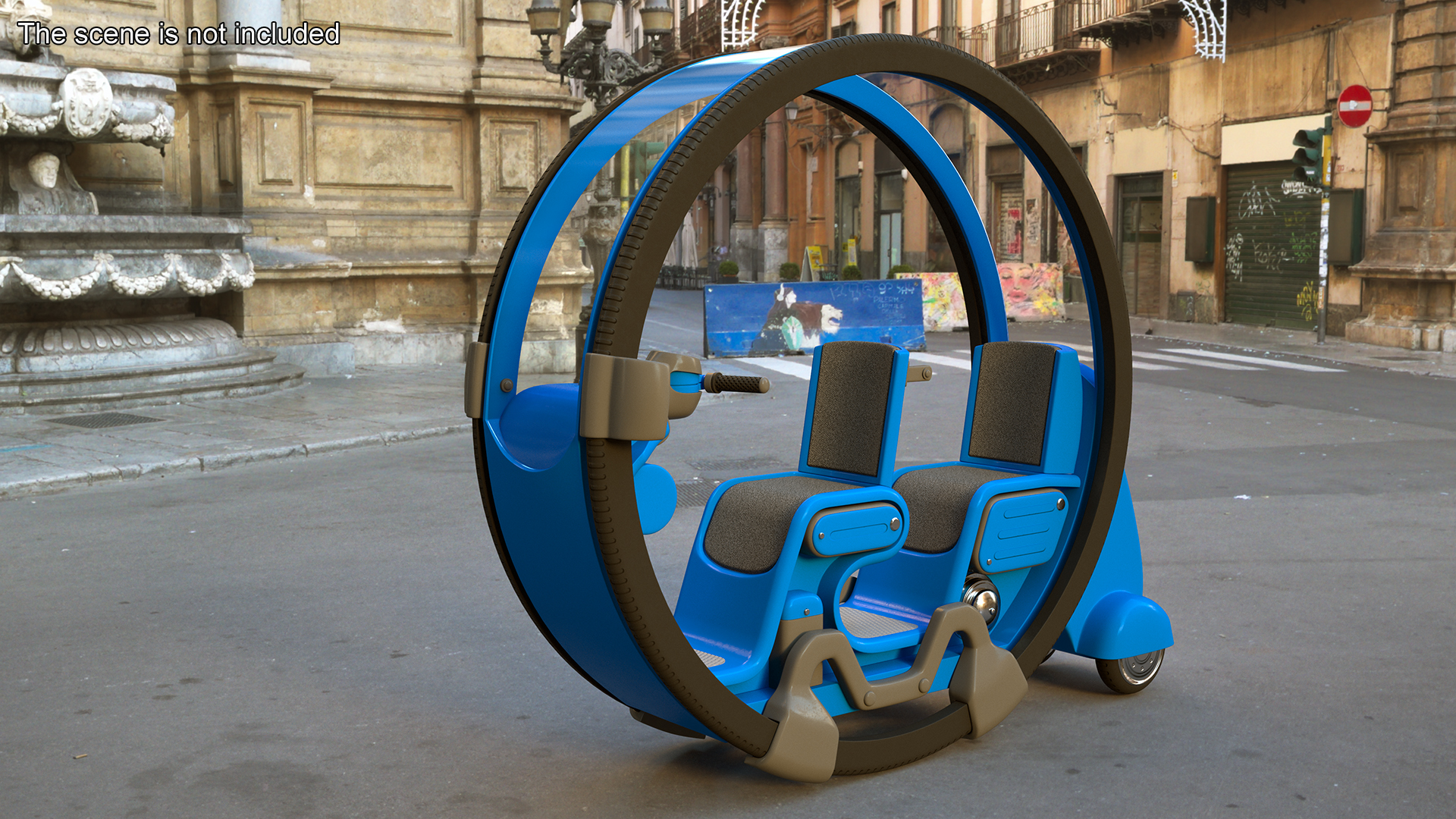 3D Sci-Fi Double Car Tube Blue Rigged for Cinema 4D model