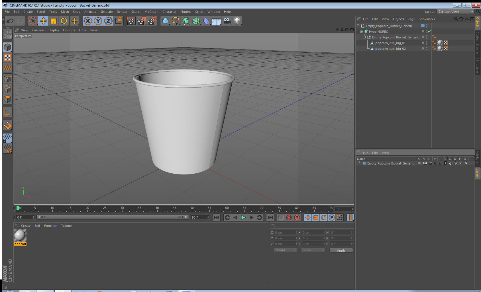 3D Empty Popcorn Bucket Generic model
