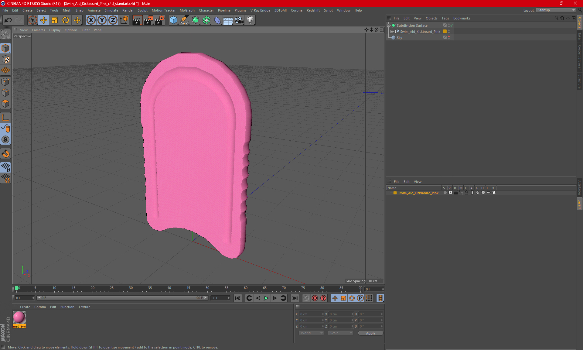 3D Swim Aid Kickboard Pink model