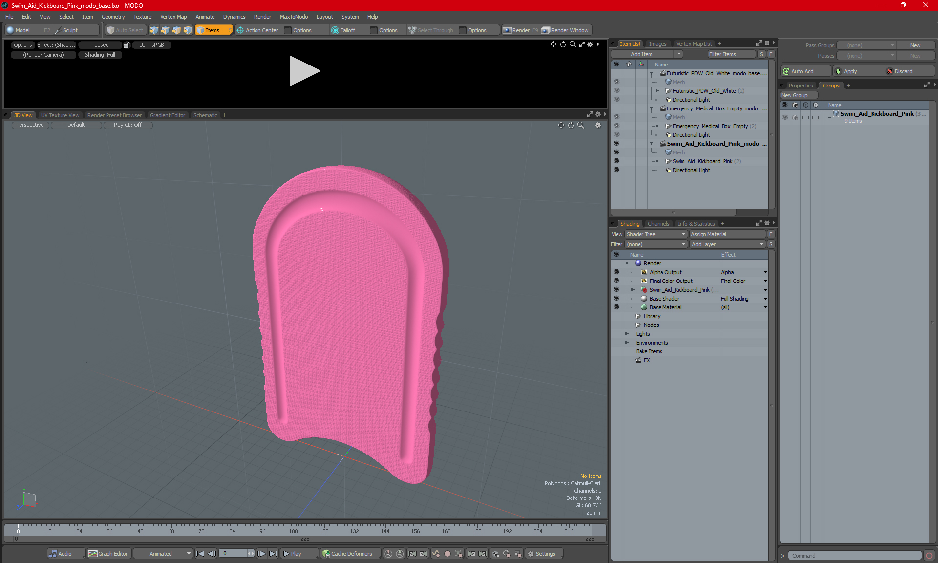 3D Swim Aid Kickboard Pink model
