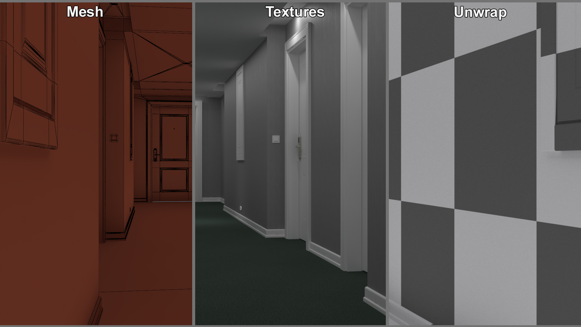Hotel Walkway Green 3D model