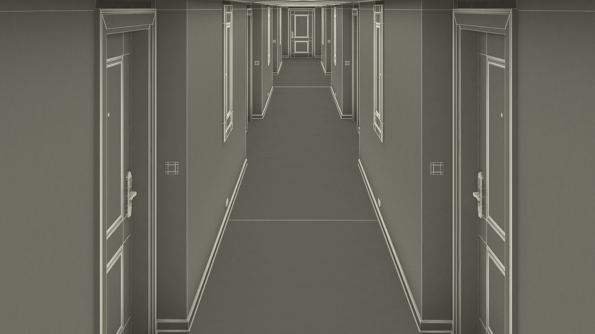 Hotel Walkway Green 3D model