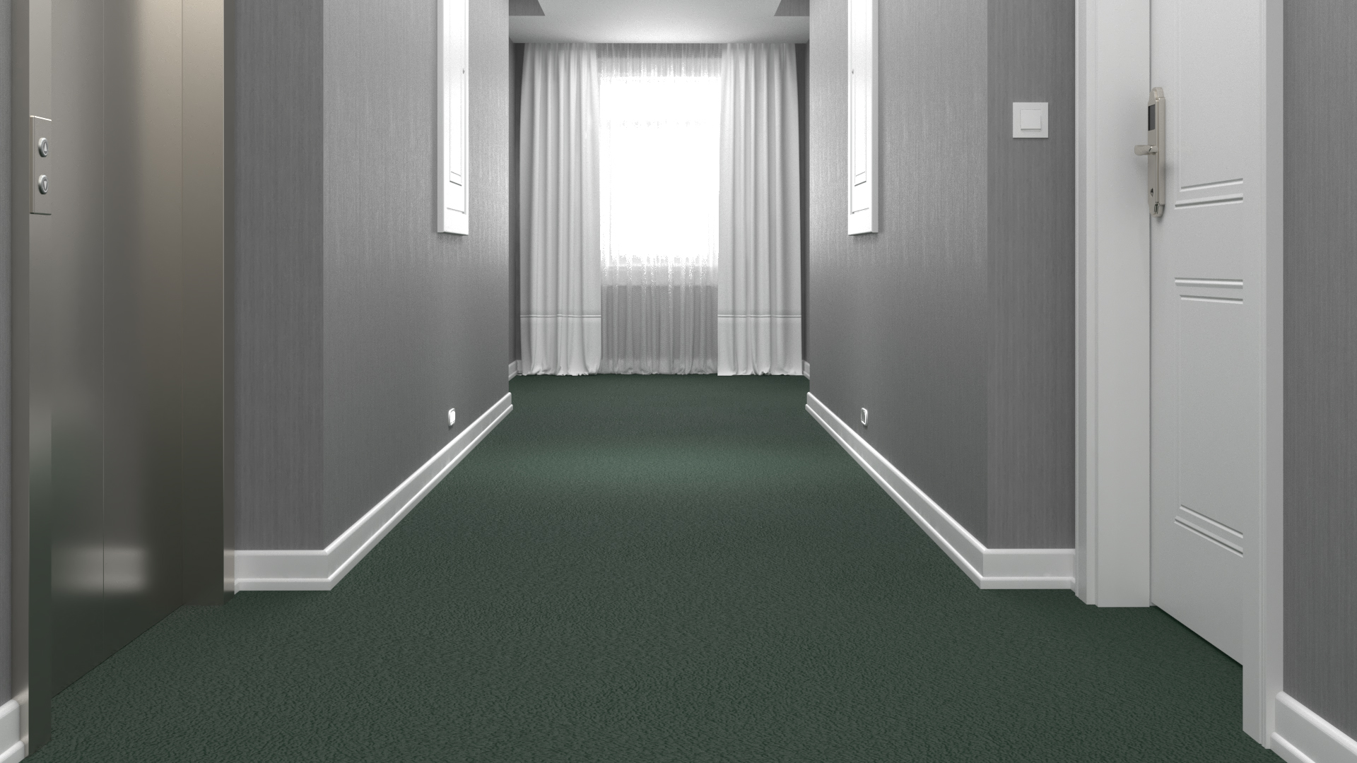 Hotel Walkway Green 3D model