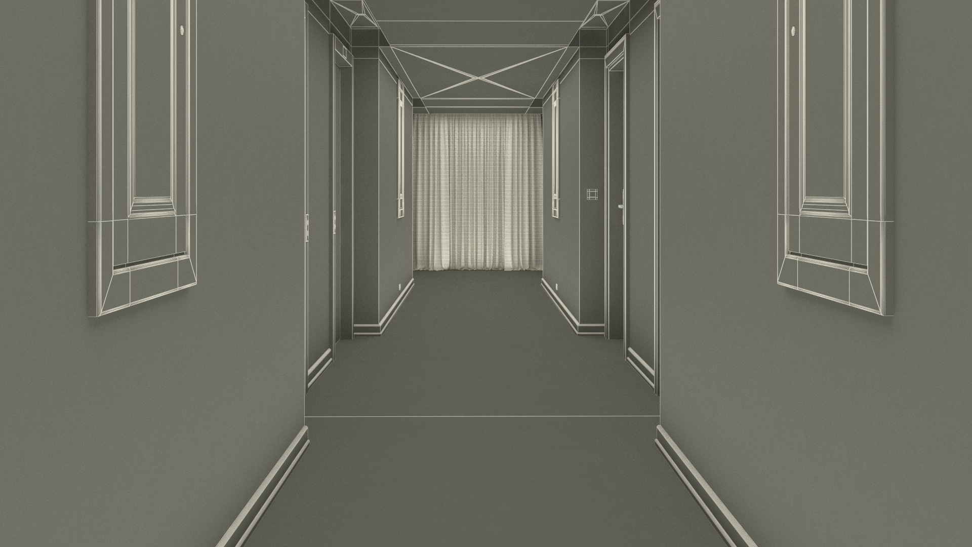 Hotel Walkway Green 3D model
