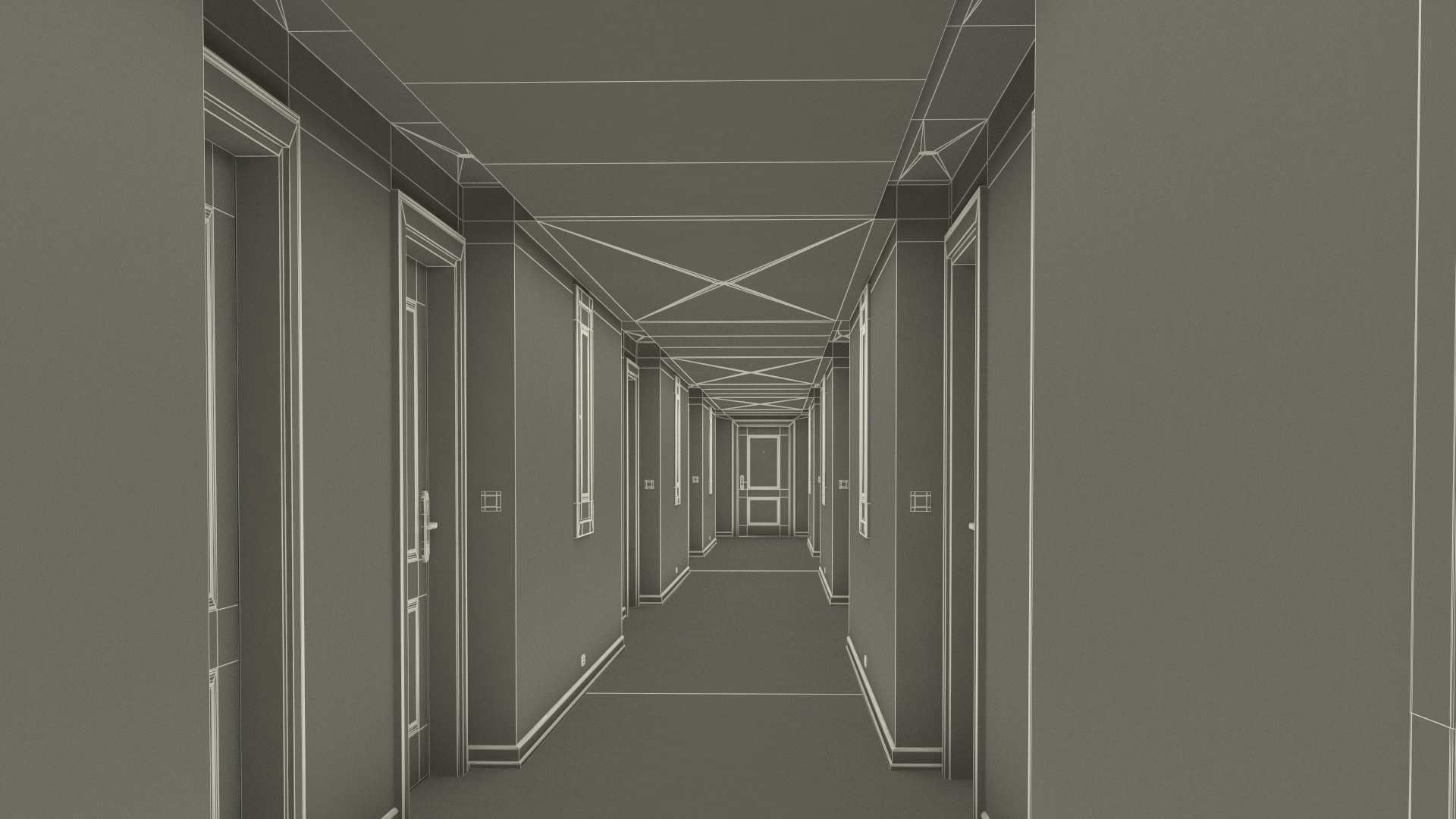 Hotel Walkway Green 3D model