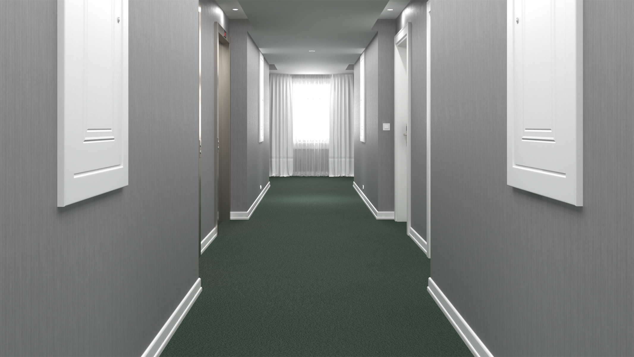 Hotel Walkway Green 3D model