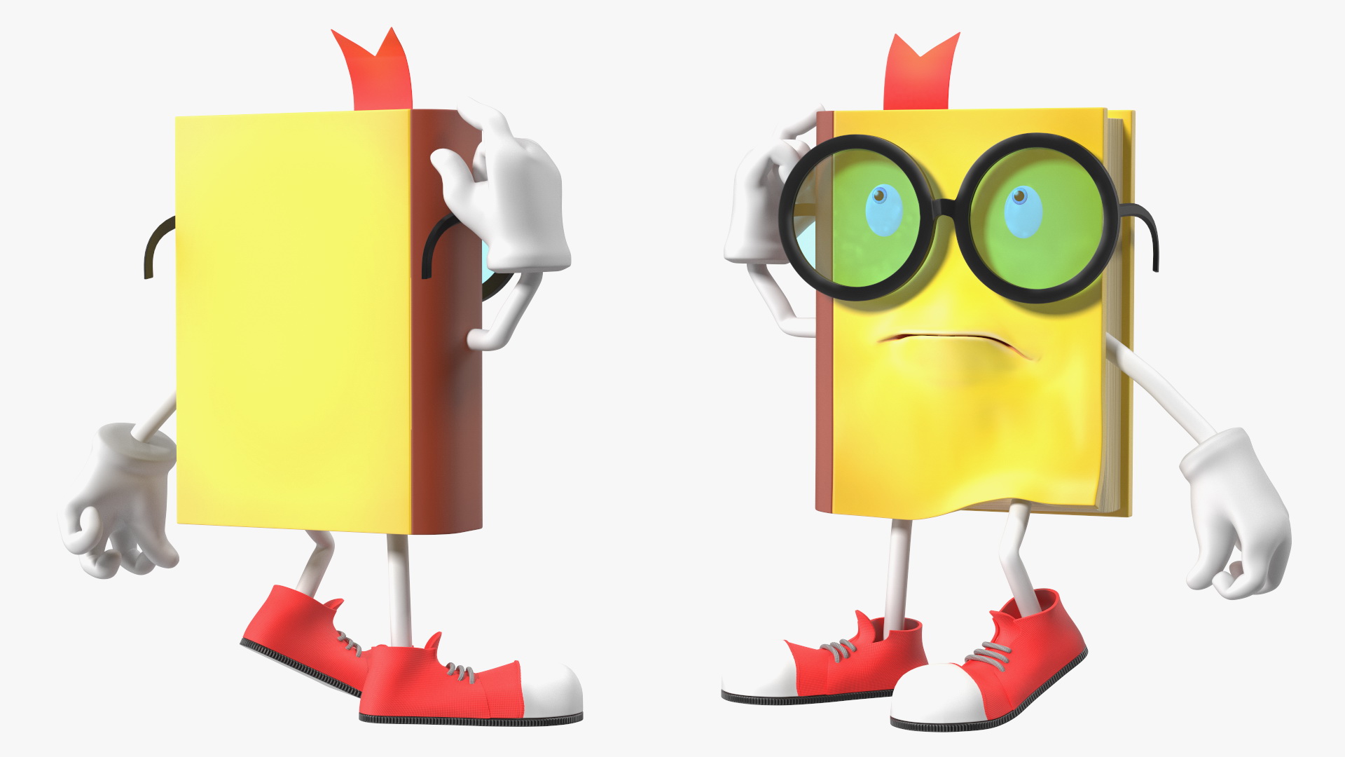 3D model Character Yellow Book Thinking Pose