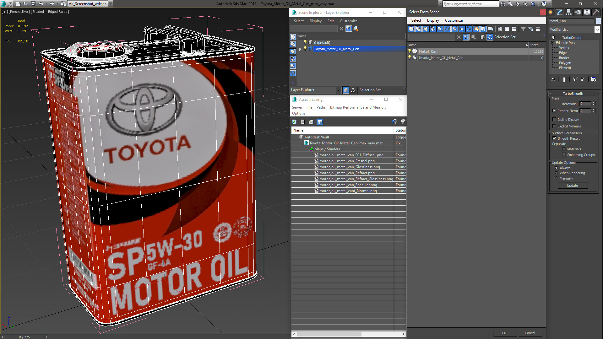 3D Toyota Motor Oil Metal Can