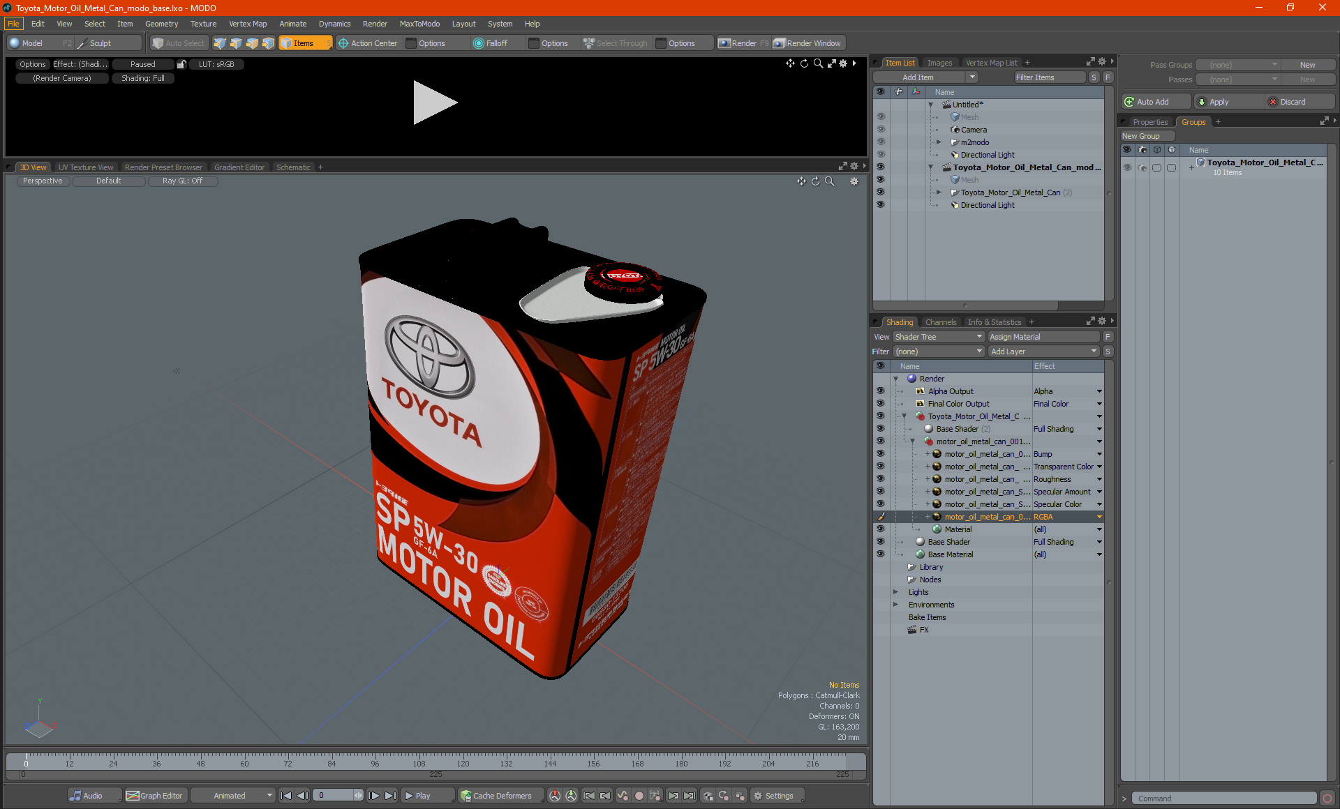3D Toyota Motor Oil Metal Can