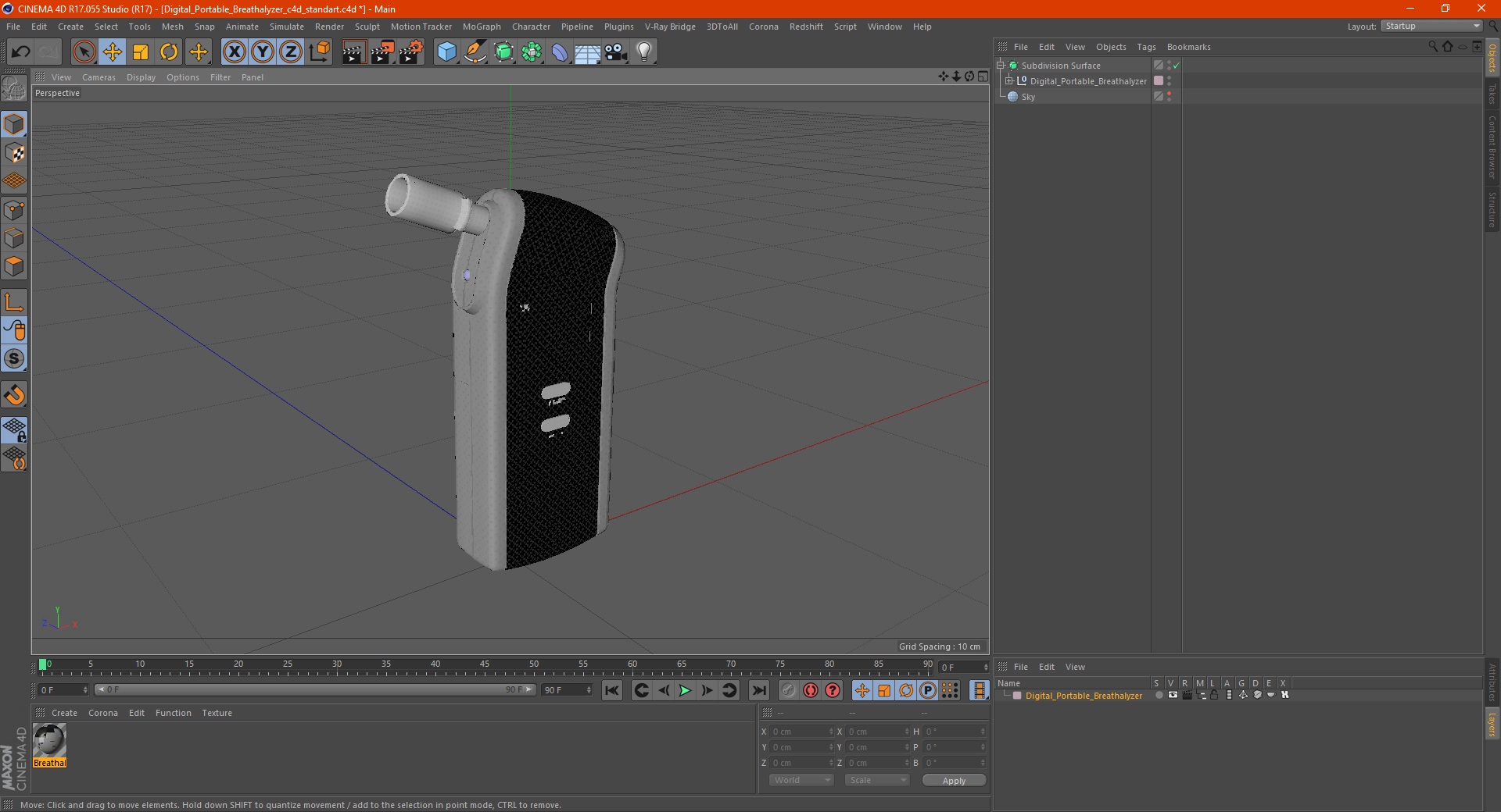 Digital Portable Breathalyzer 3D model