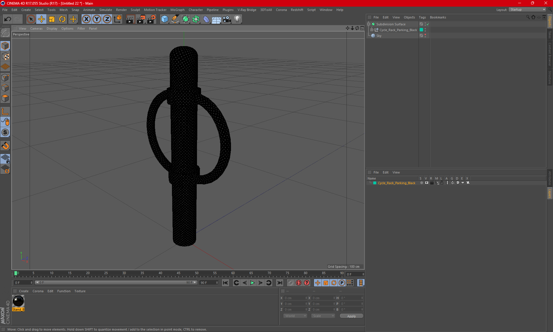 Cycle Rack Parking Black 3D model