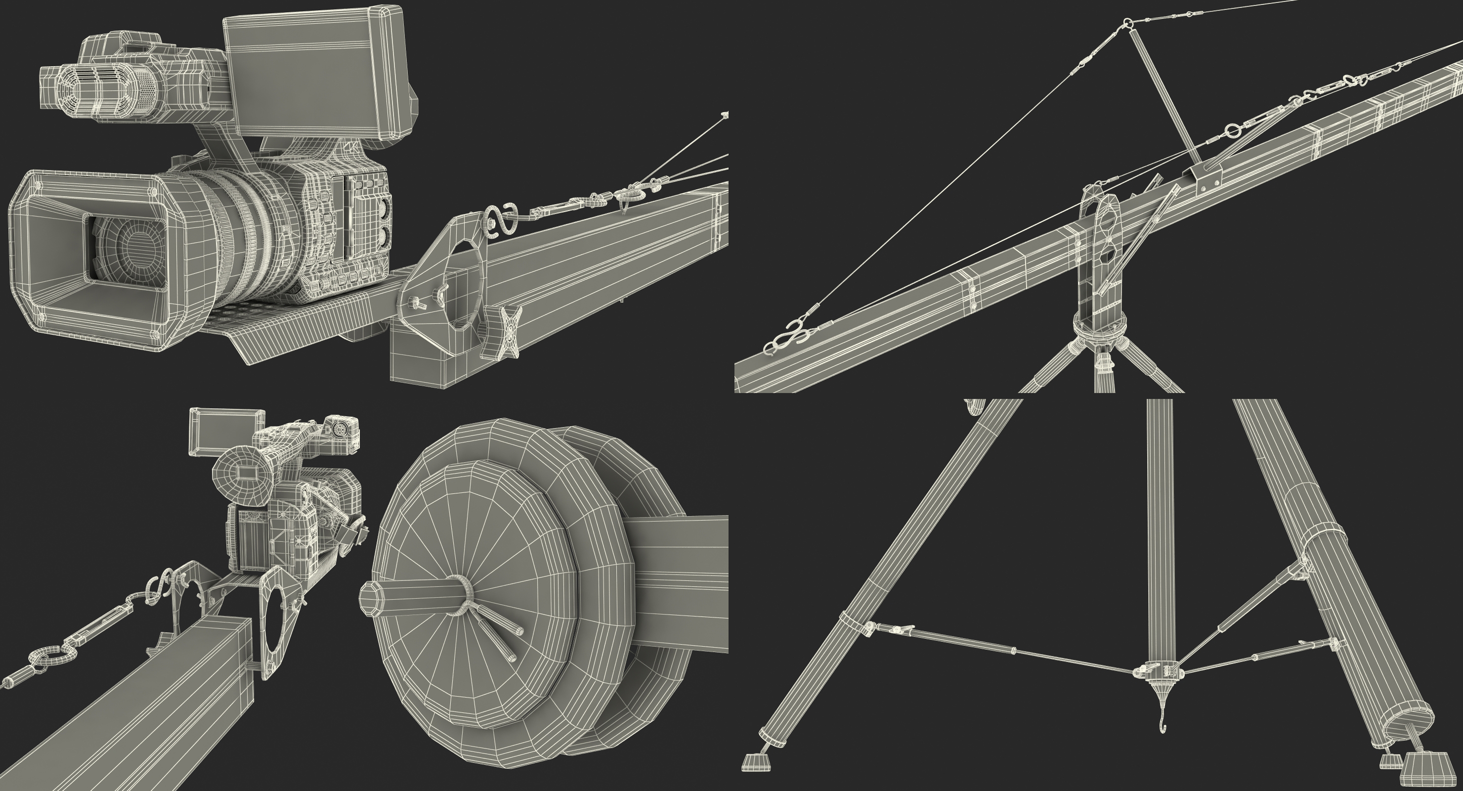 3D Camera Crane with Full HD Camcorder Panasonic HC X1000 Rigged