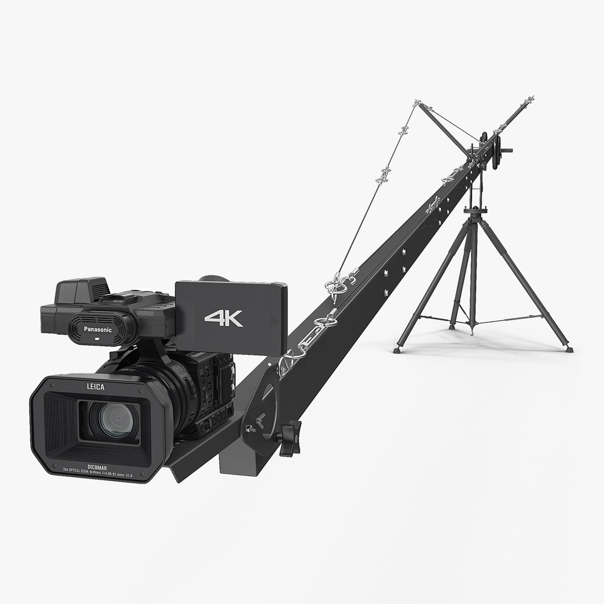 3D Camera Crane with Full HD Camcorder Panasonic HC X1000 Rigged