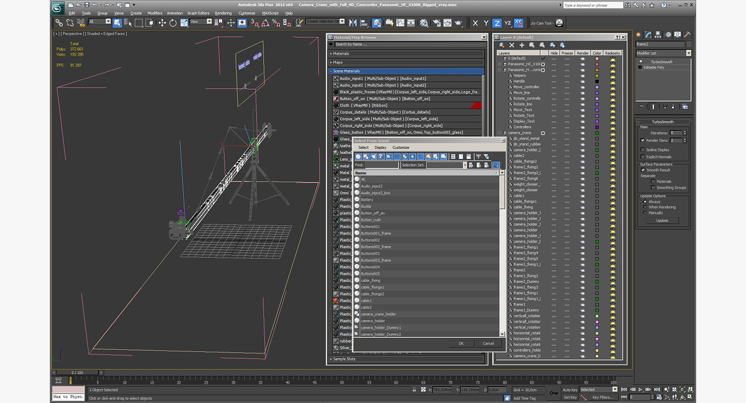 3D Camera Crane with Full HD Camcorder Panasonic HC X1000 Rigged