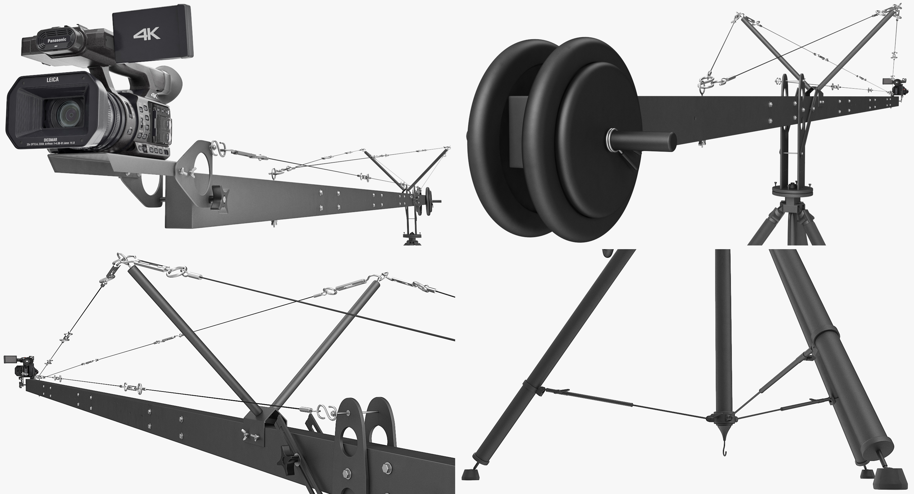 3D Camera Crane with Full HD Camcorder Panasonic HC X1000 Rigged