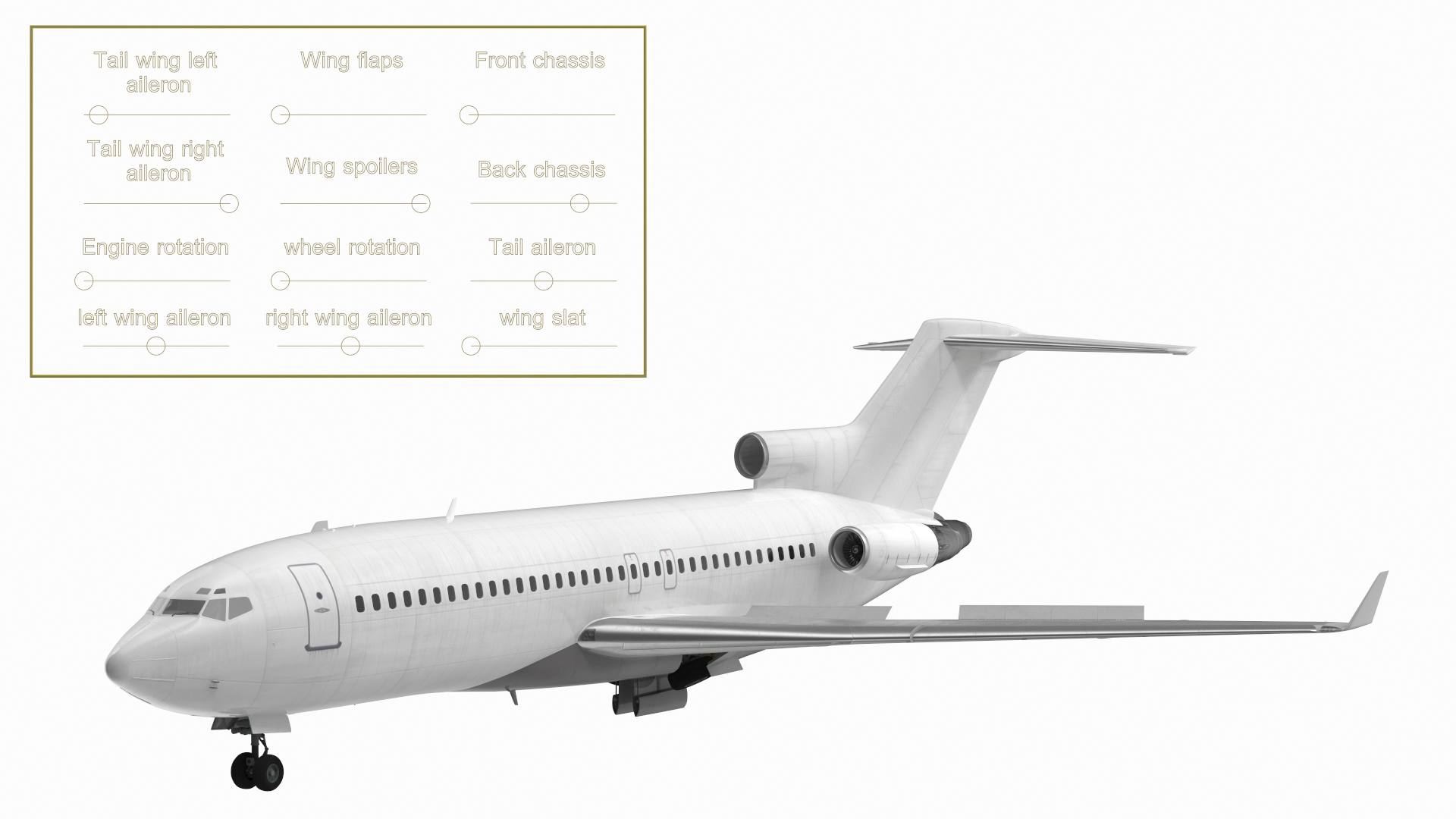 Boeing 727 100 Private Generic Maintained In Aircraft Hangar Rigged 3D