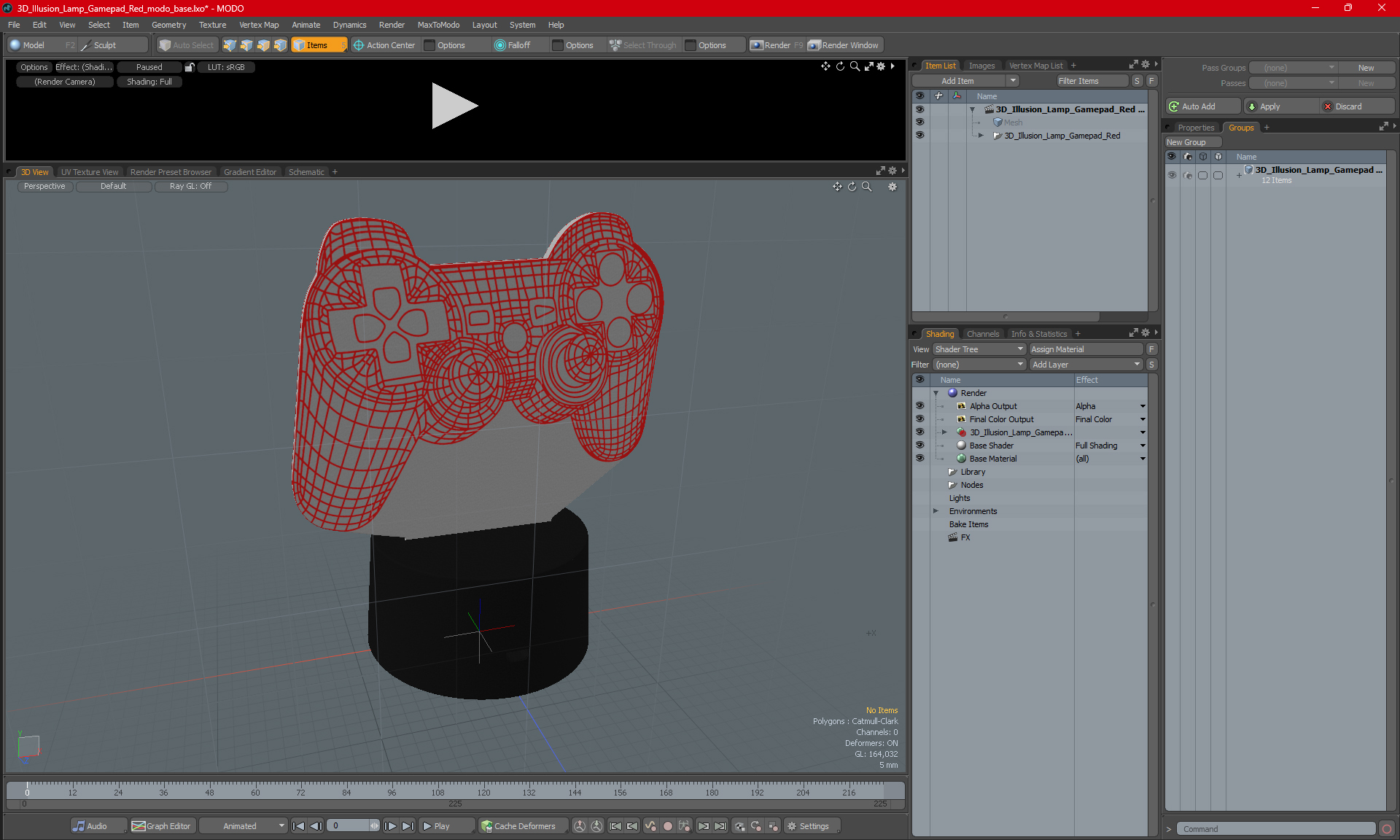 3D 3D Illusion Lamp Gamepad Red model
