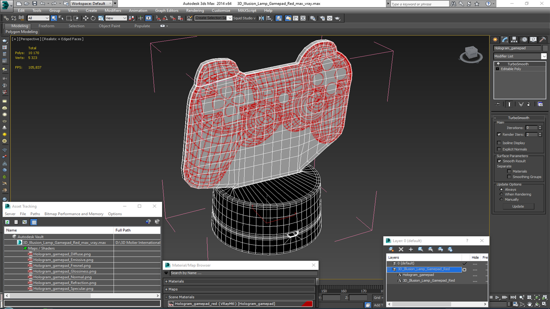 3D 3D Illusion Lamp Gamepad Red model
