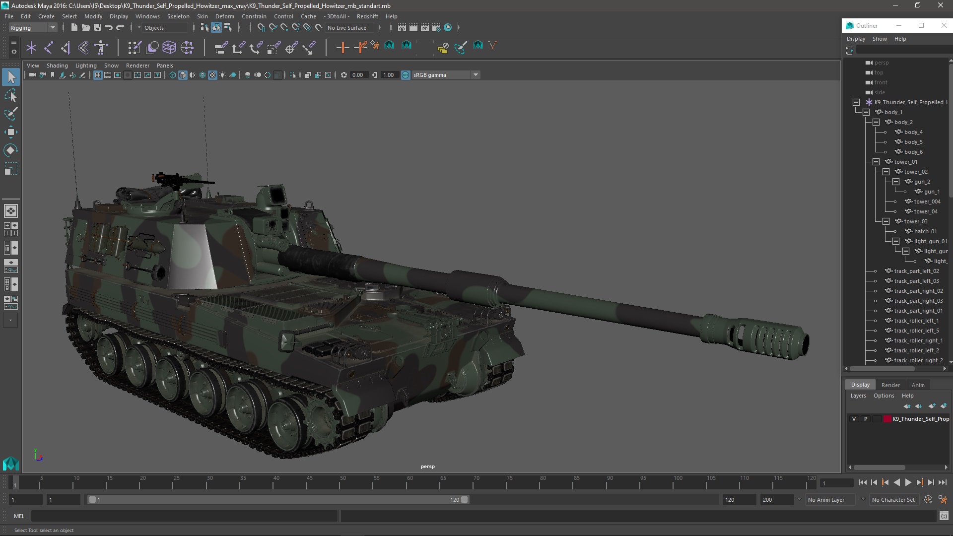 K9 Thunder Self Propelled Howitzer 3D model