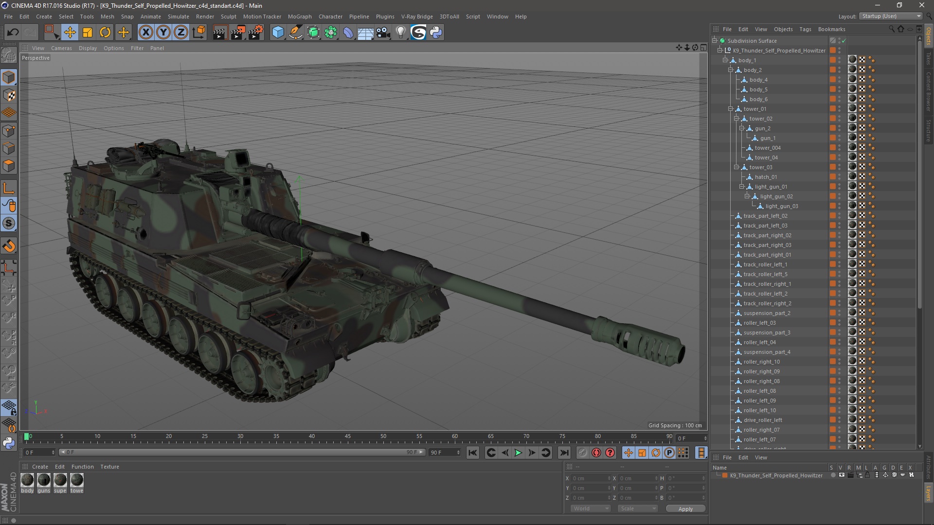 K9 Thunder Self Propelled Howitzer 3D model