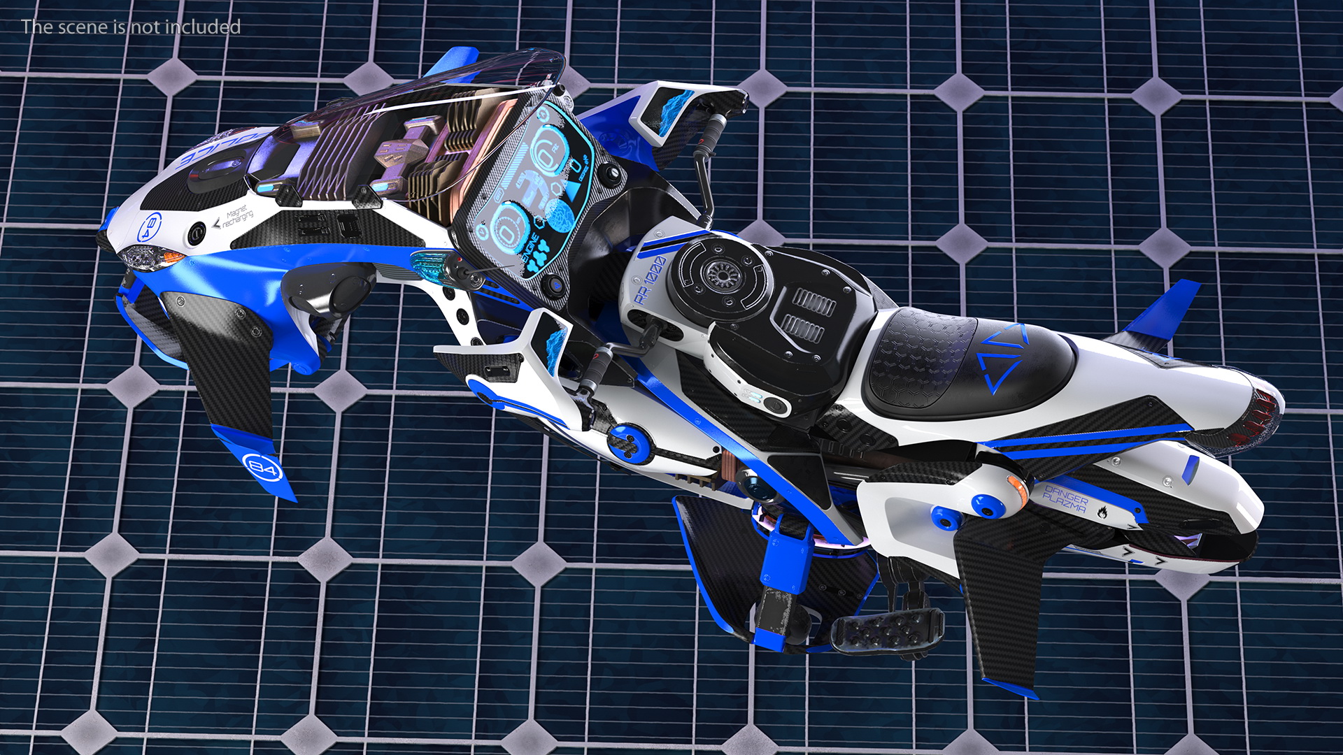 3D Scifi Fly Motorcycle Police Rigged for Cinema 4D model