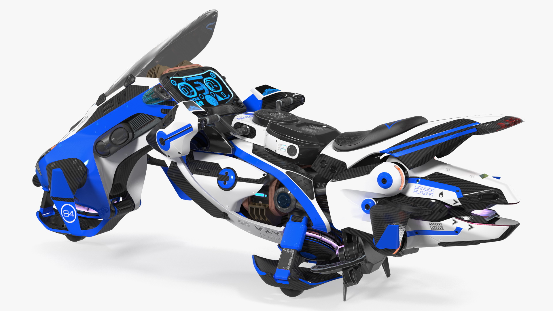 3D Scifi Fly Motorcycle Police Rigged for Cinema 4D model