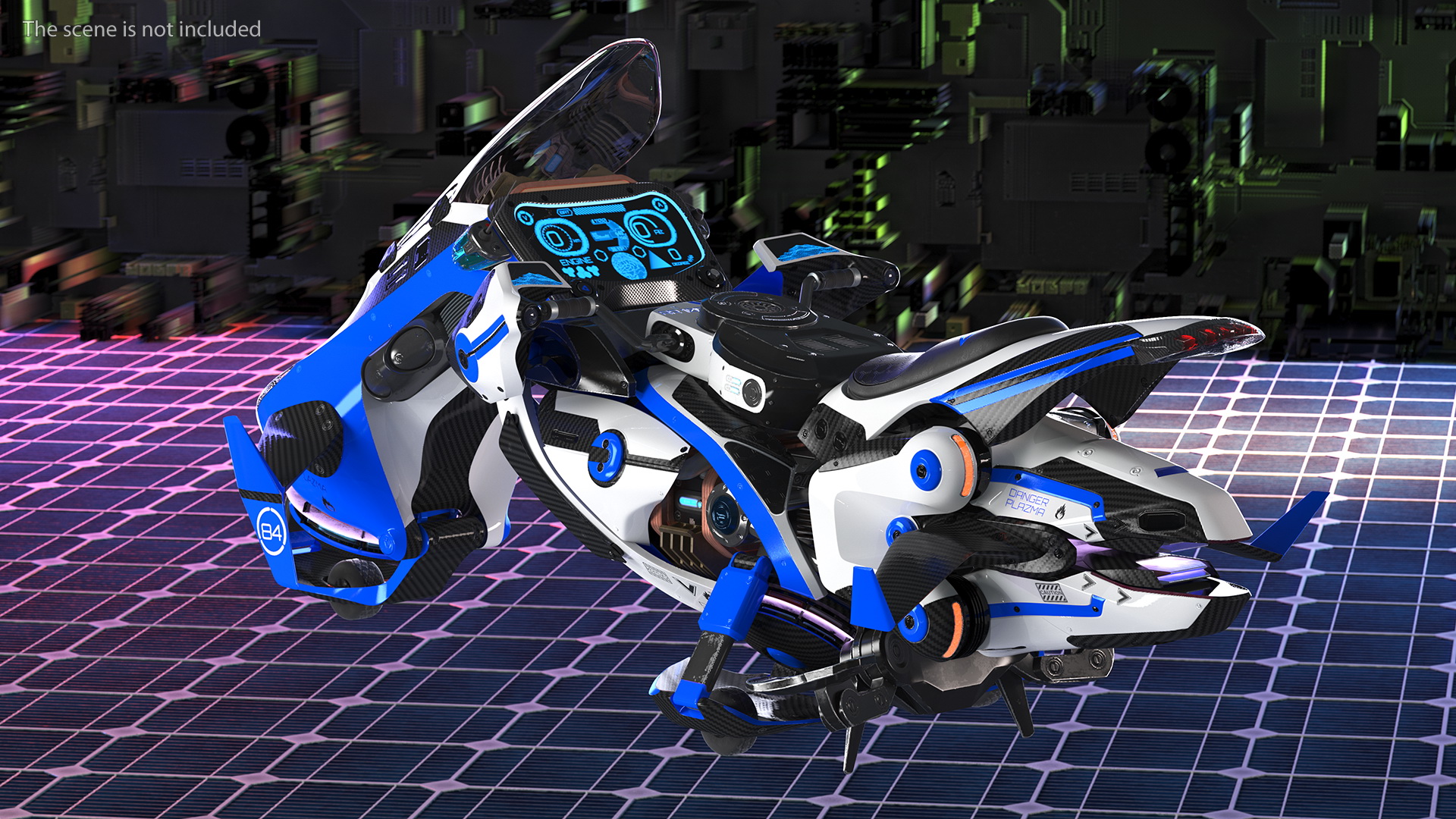 3D Scifi Fly Motorcycle Police Rigged for Cinema 4D model