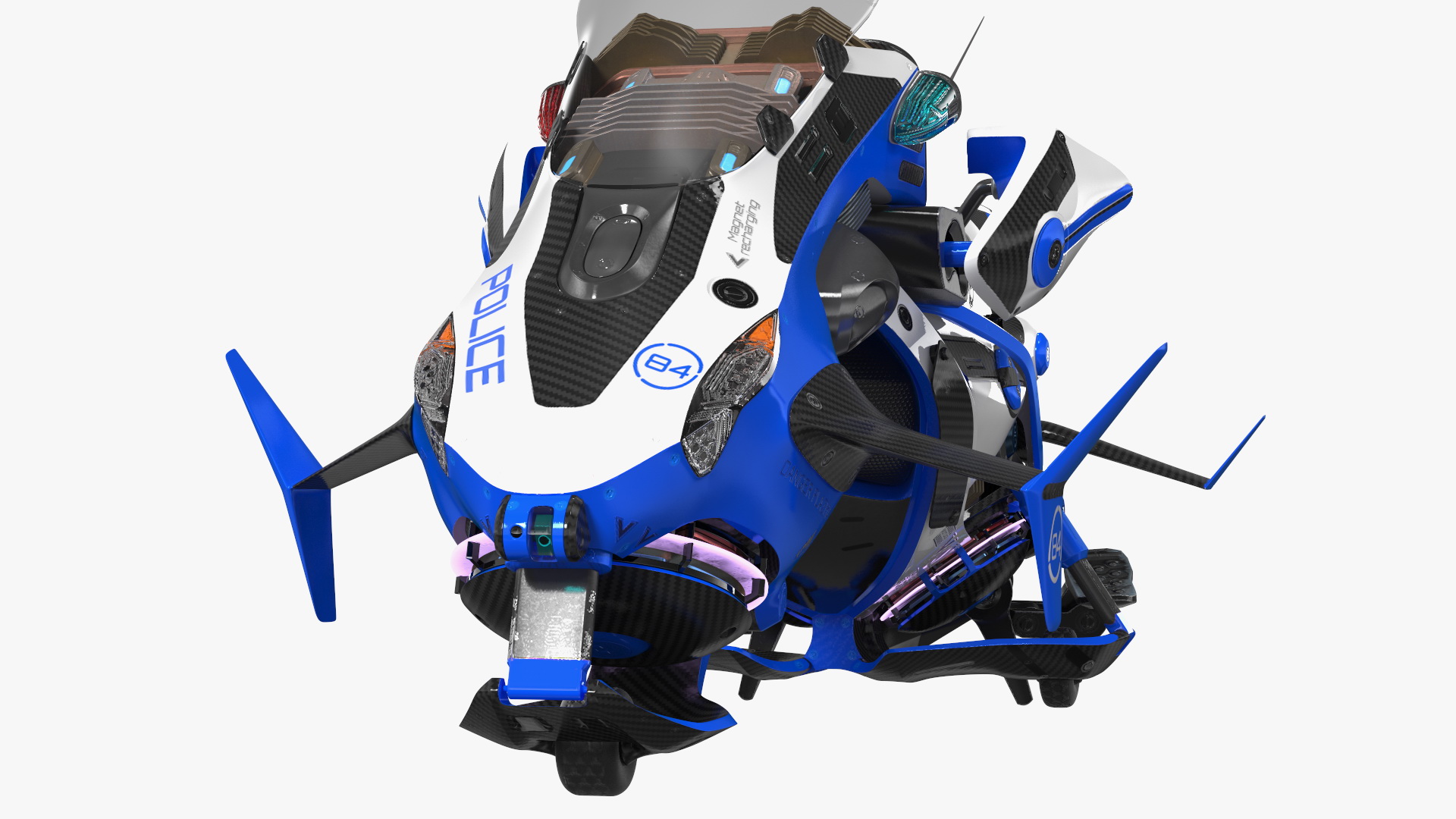 3D Scifi Fly Motorcycle Police Rigged for Cinema 4D model