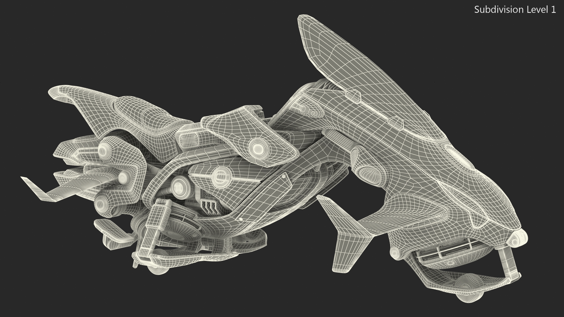 3D Scifi Fly Motorcycle Police Rigged for Cinema 4D model