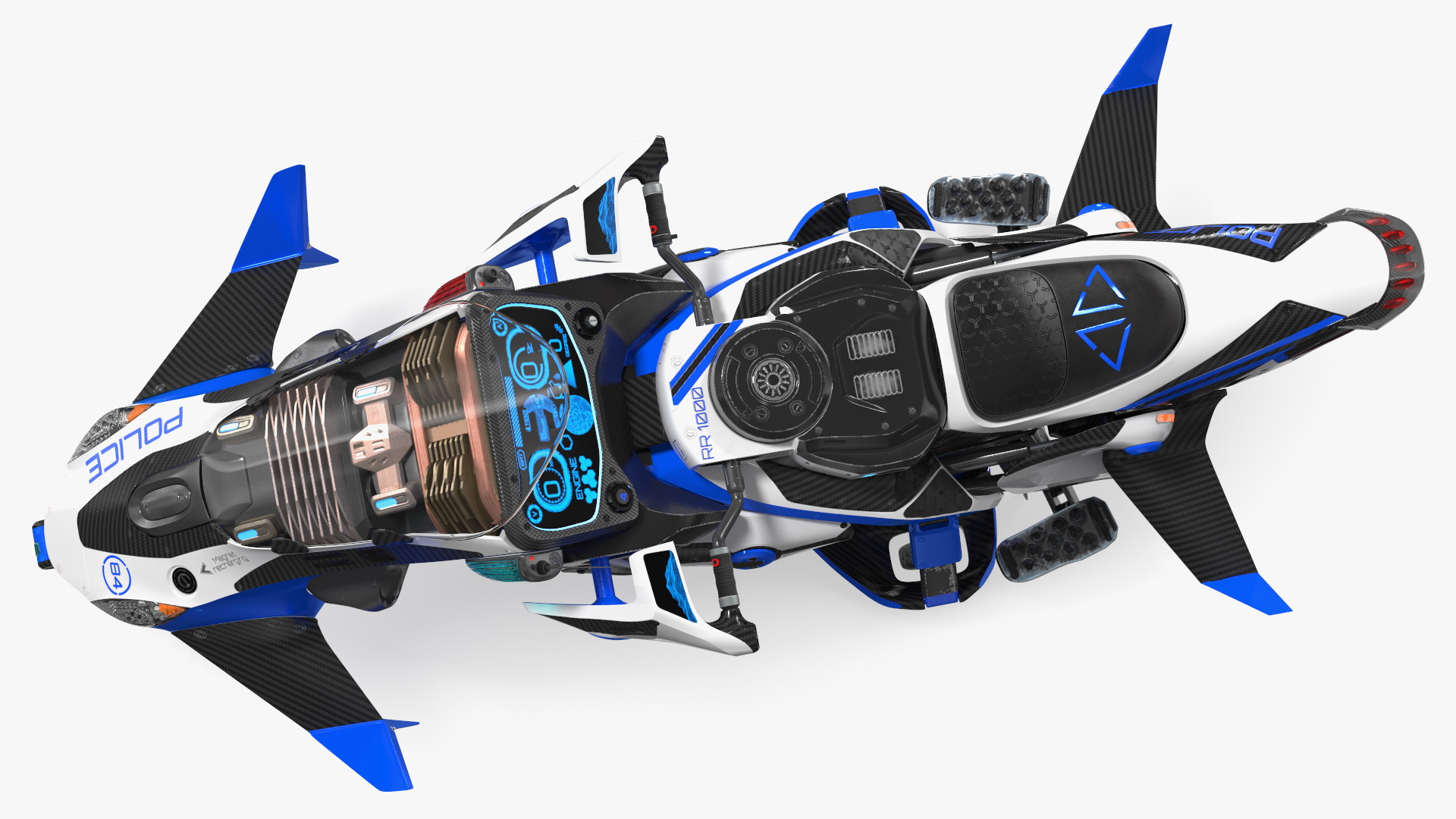3D Scifi Fly Motorcycle Police Rigged for Cinema 4D model