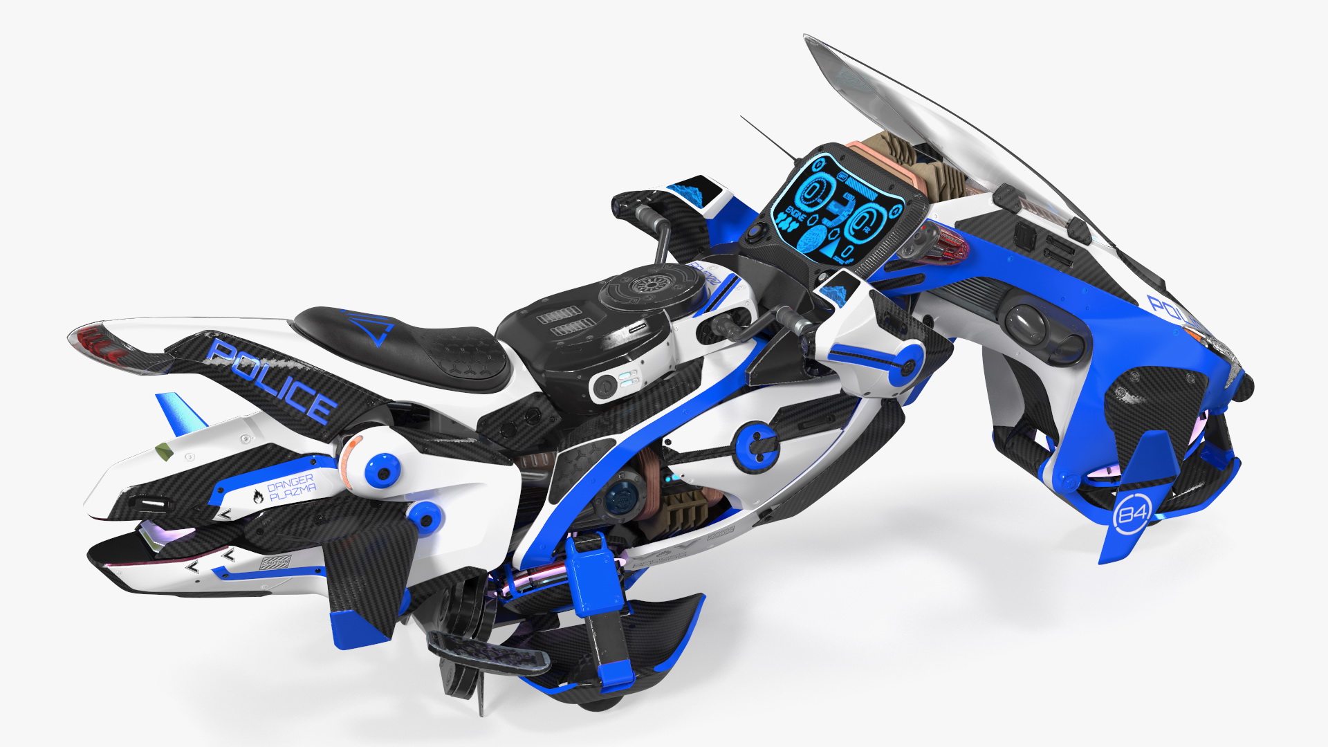 3D Scifi Fly Motorcycle Police Rigged for Cinema 4D model