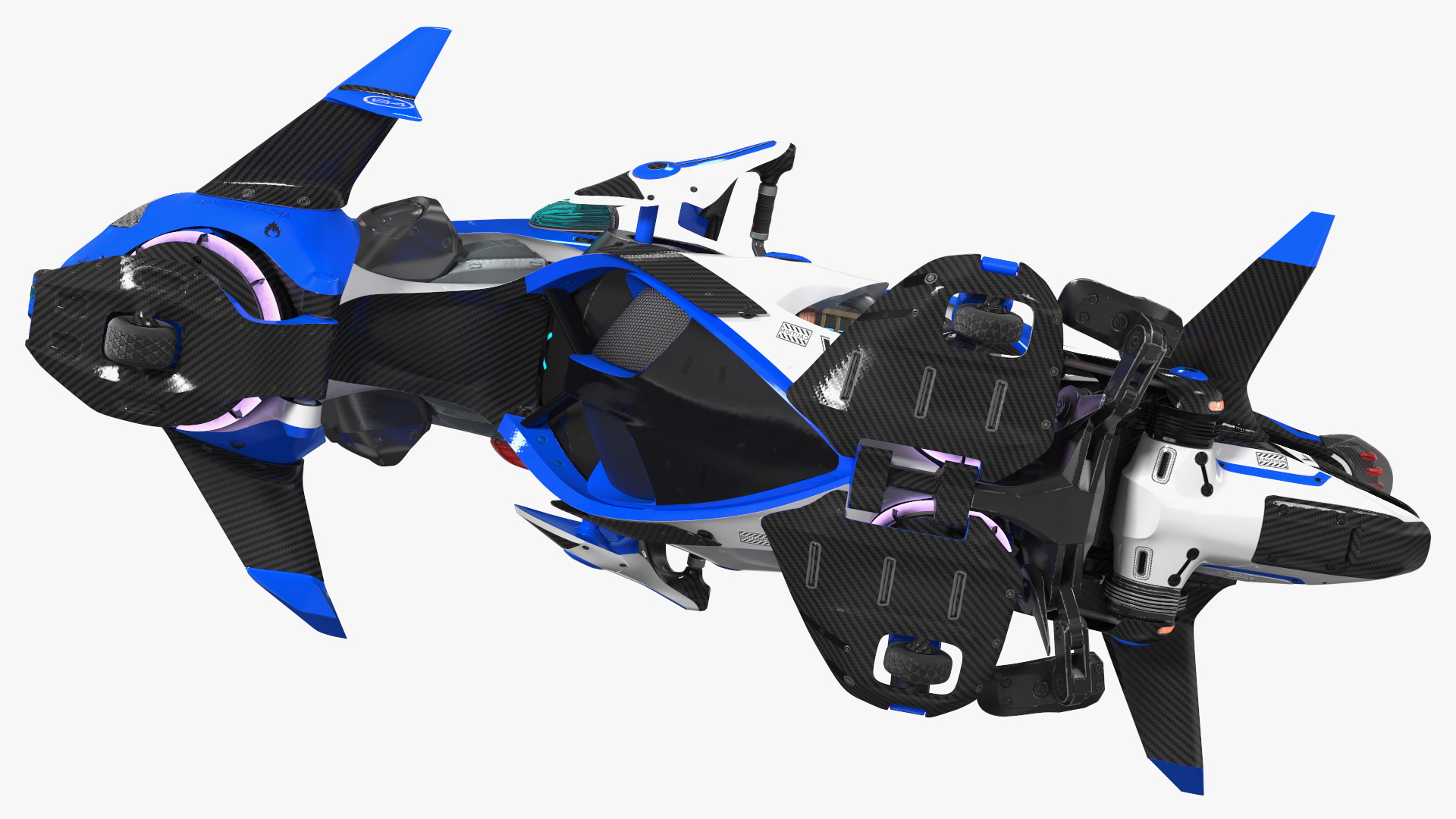 3D Scifi Fly Motorcycle Police Rigged for Cinema 4D model
