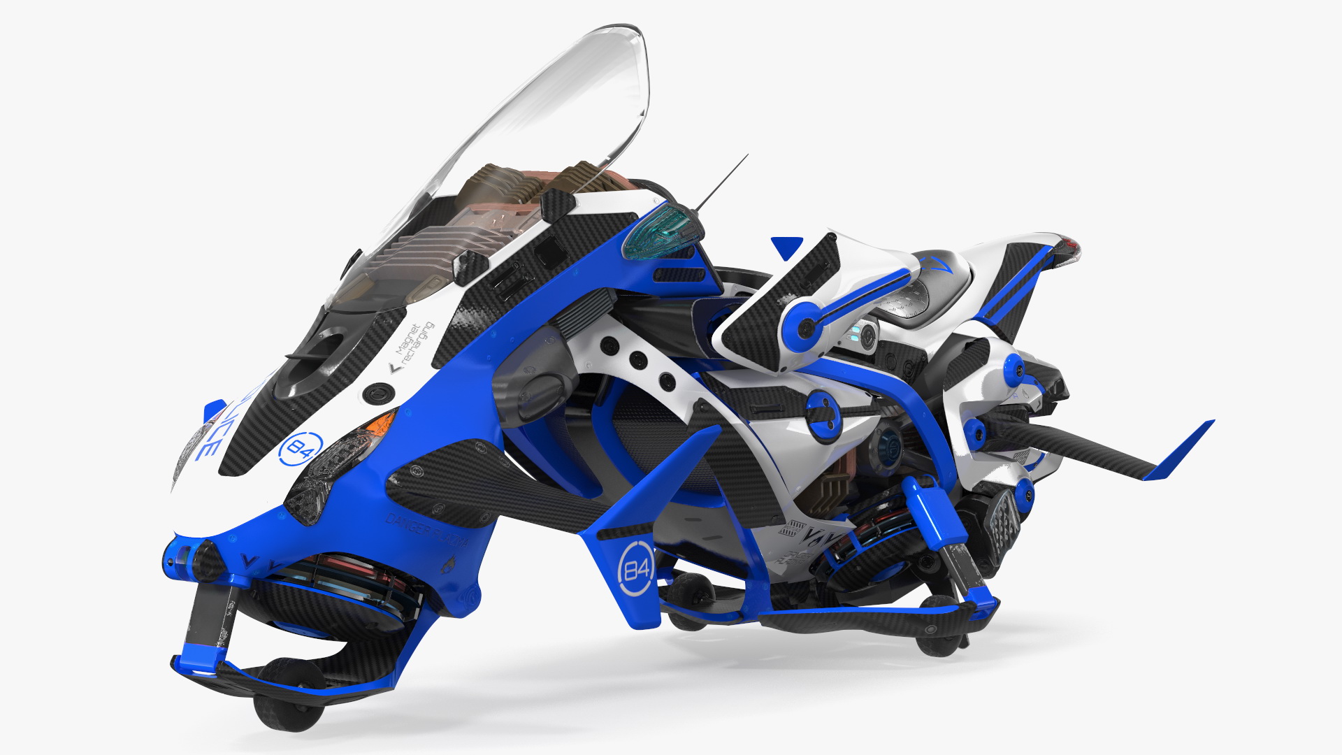 3D Scifi Fly Motorcycle Police Rigged for Cinema 4D model