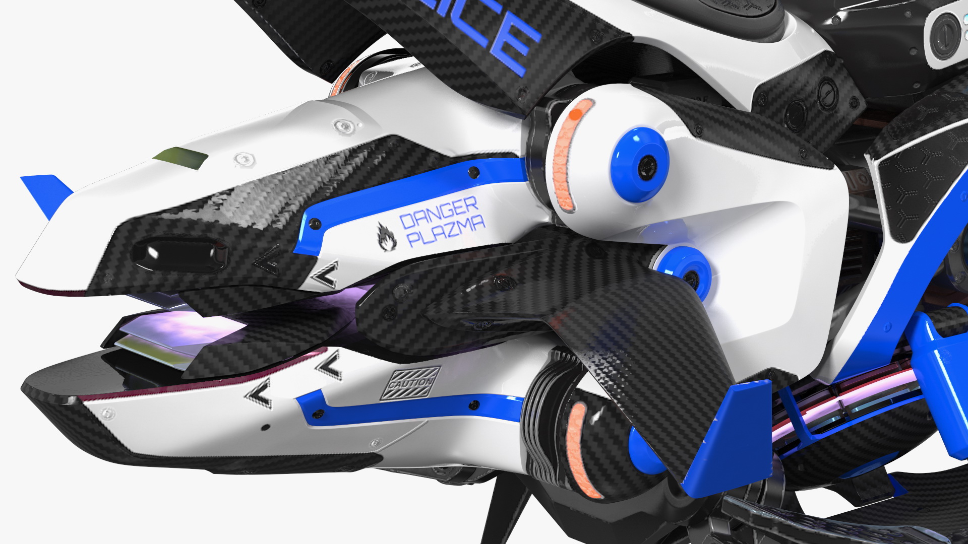 3D Scifi Fly Motorcycle Police Rigged for Cinema 4D model