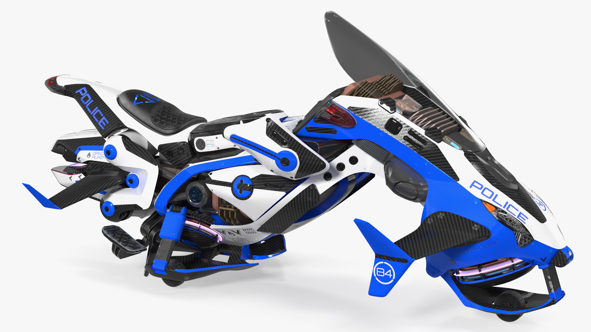 3D Scifi Fly Motorcycle Police Rigged for Cinema 4D model