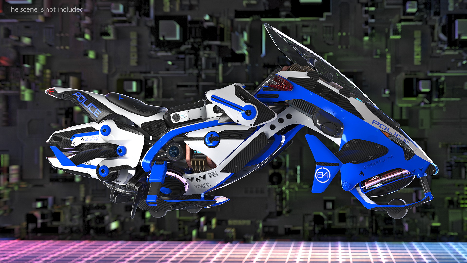 3D Scifi Fly Motorcycle Police Rigged for Cinema 4D model