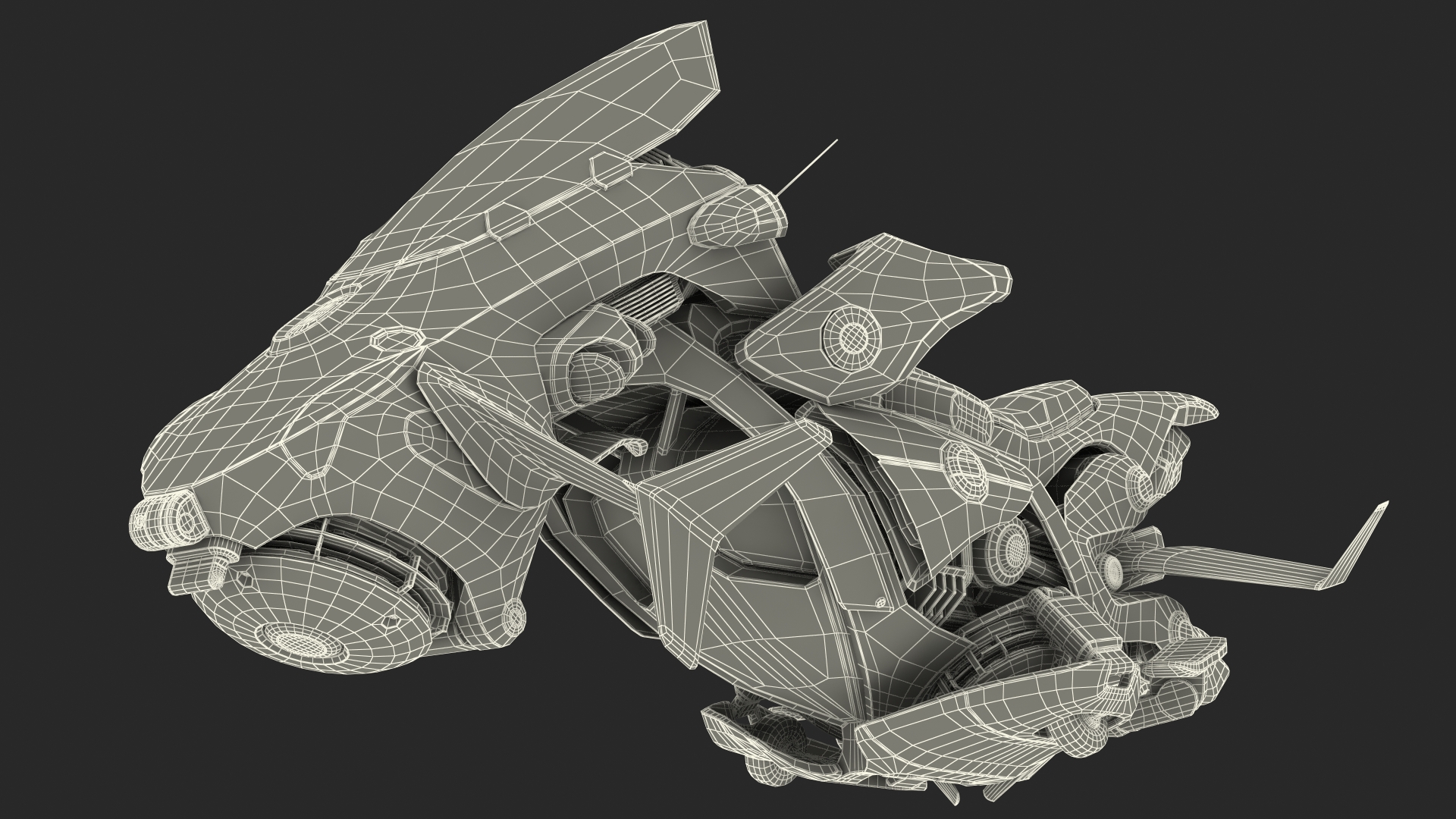3D Scifi Fly Motorcycle Police Rigged for Cinema 4D model