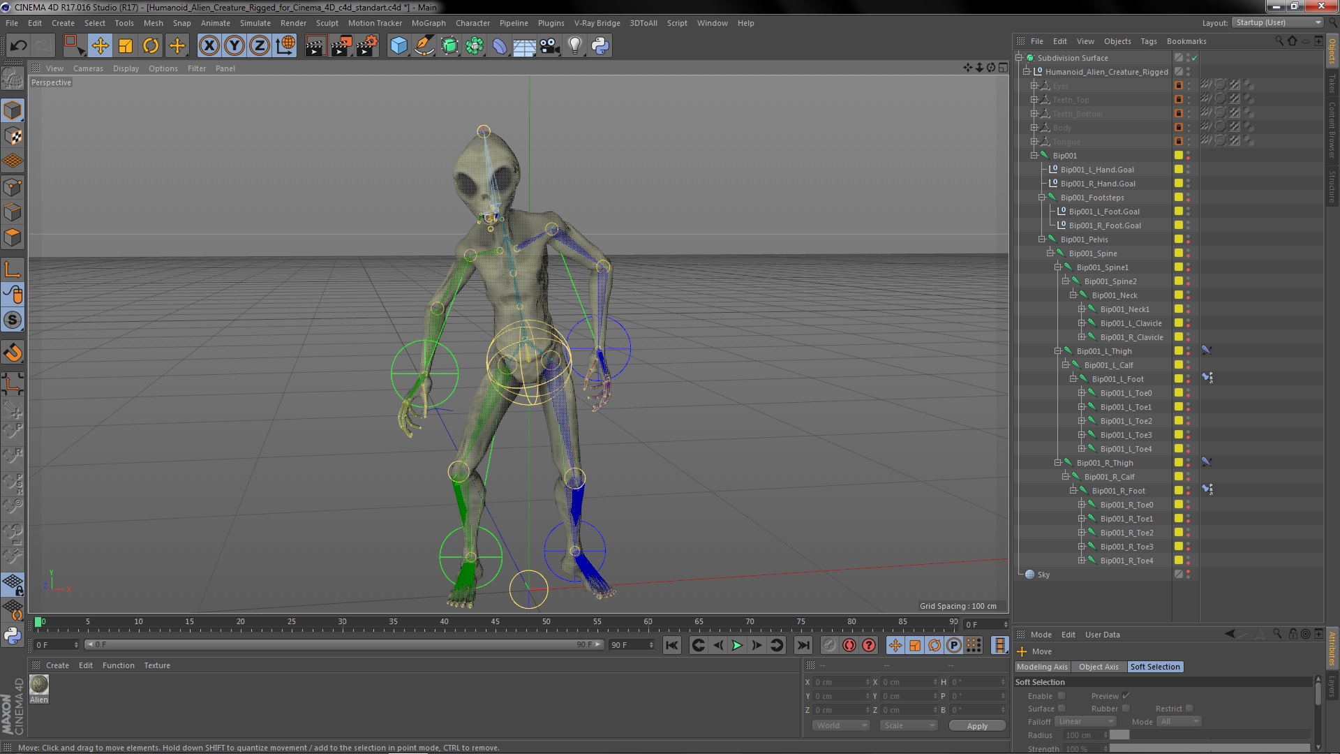 3D model Humanoid Alien Creature Rigged
