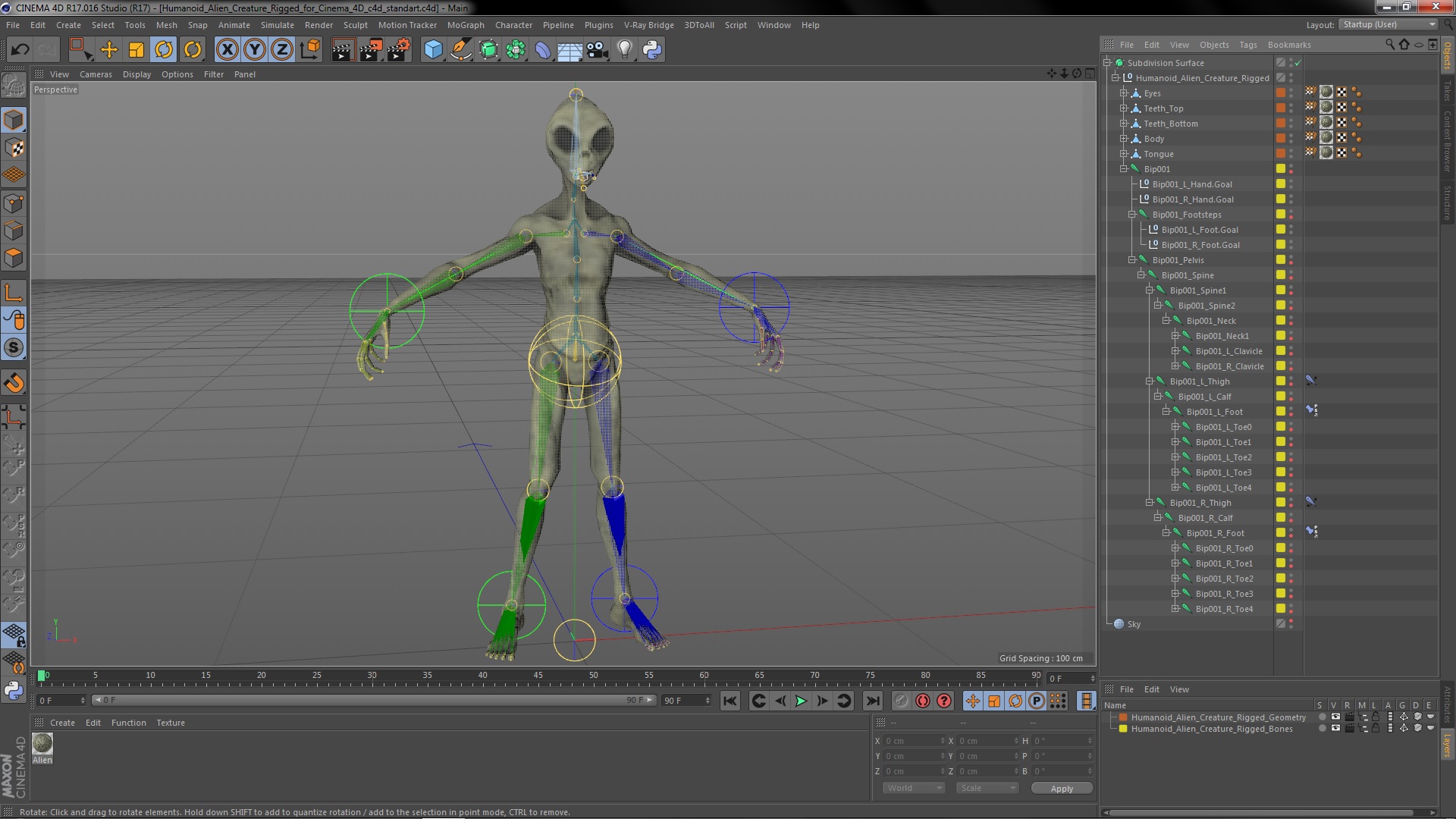 3D model Humanoid Alien Creature Rigged