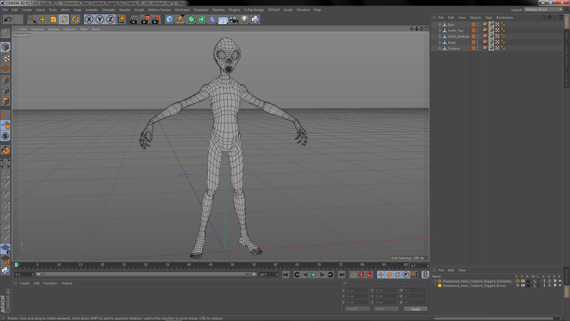 3D model Humanoid Alien Creature Rigged