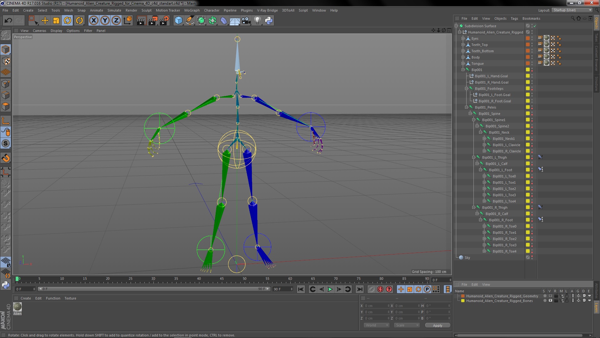 3D model Humanoid Alien Creature Rigged