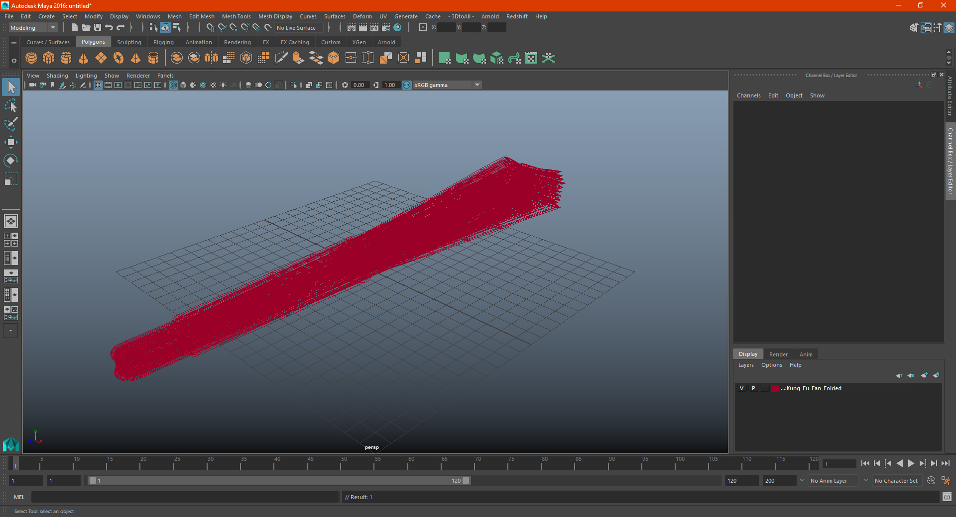 3D Kung Fu Fan Folded model
